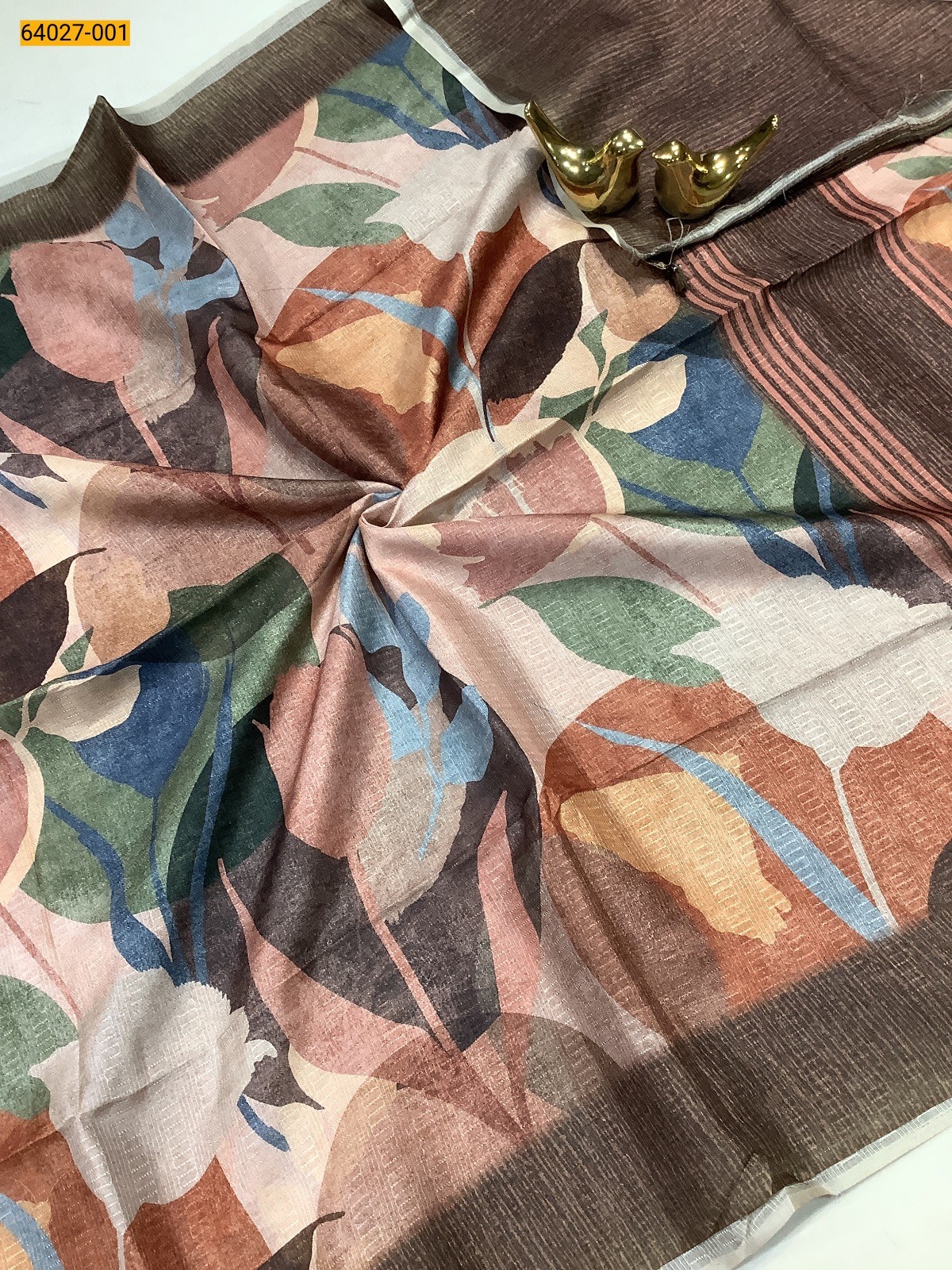Brown Chanderi fancy cotton digital printed Saree
