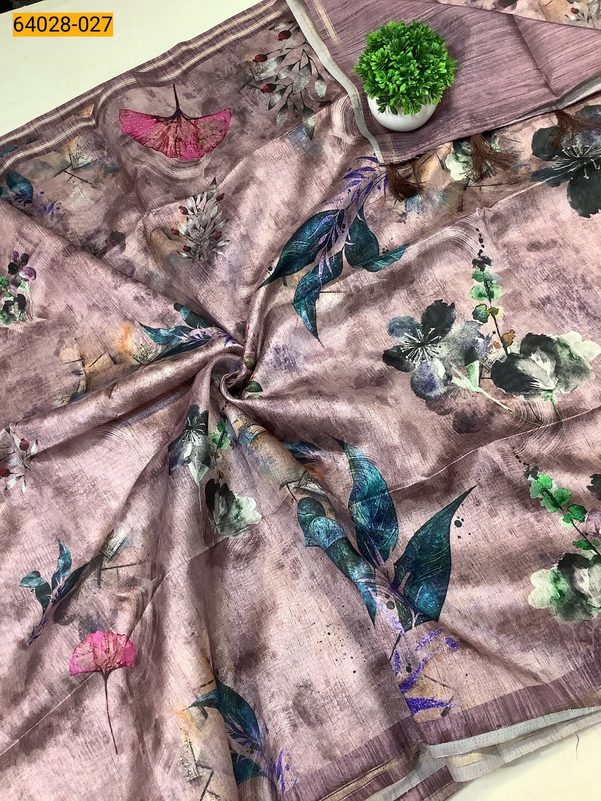 Onion Pink Tissue Silk saree