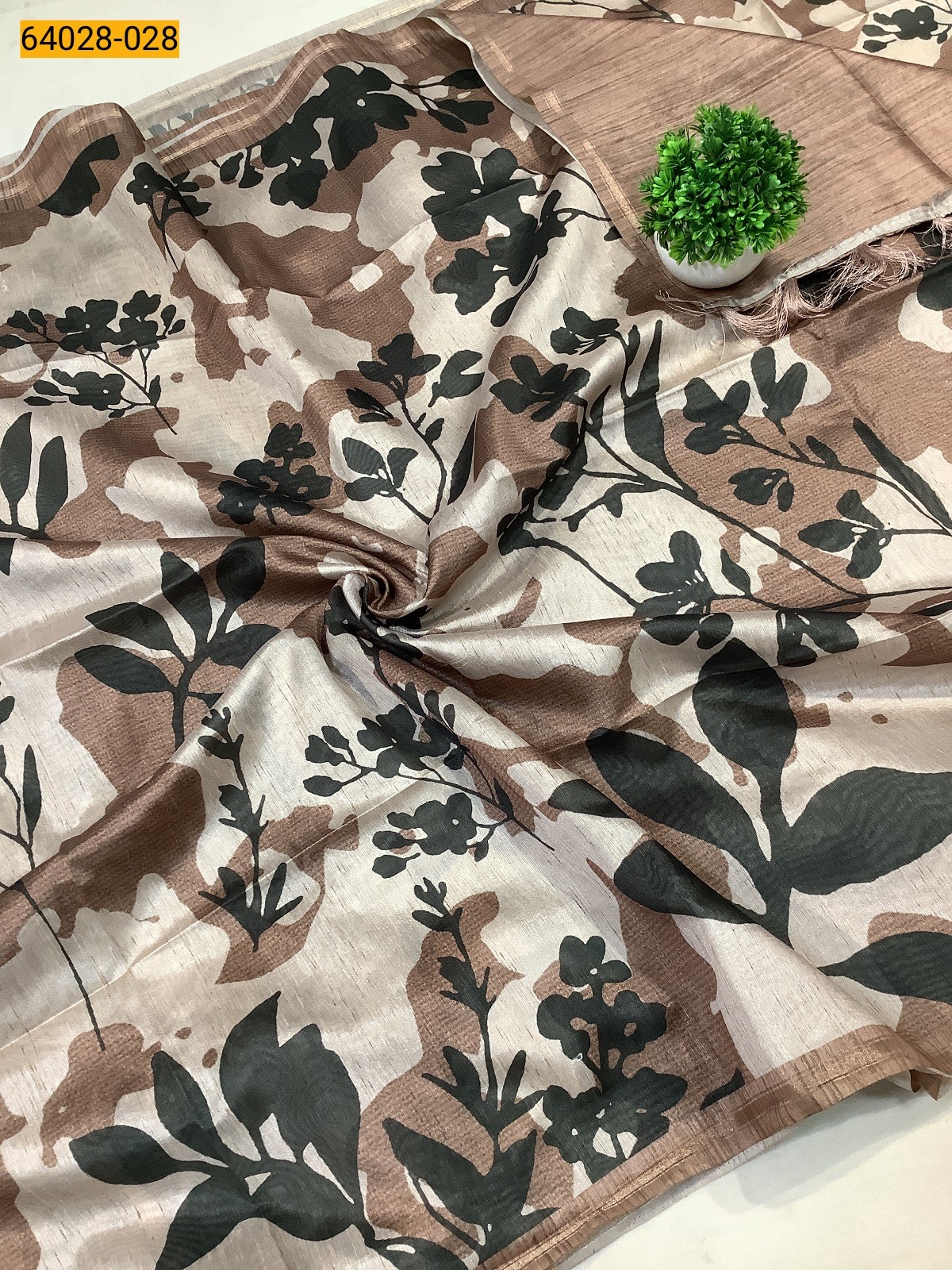 Brown With Black Tissue Silk saree
