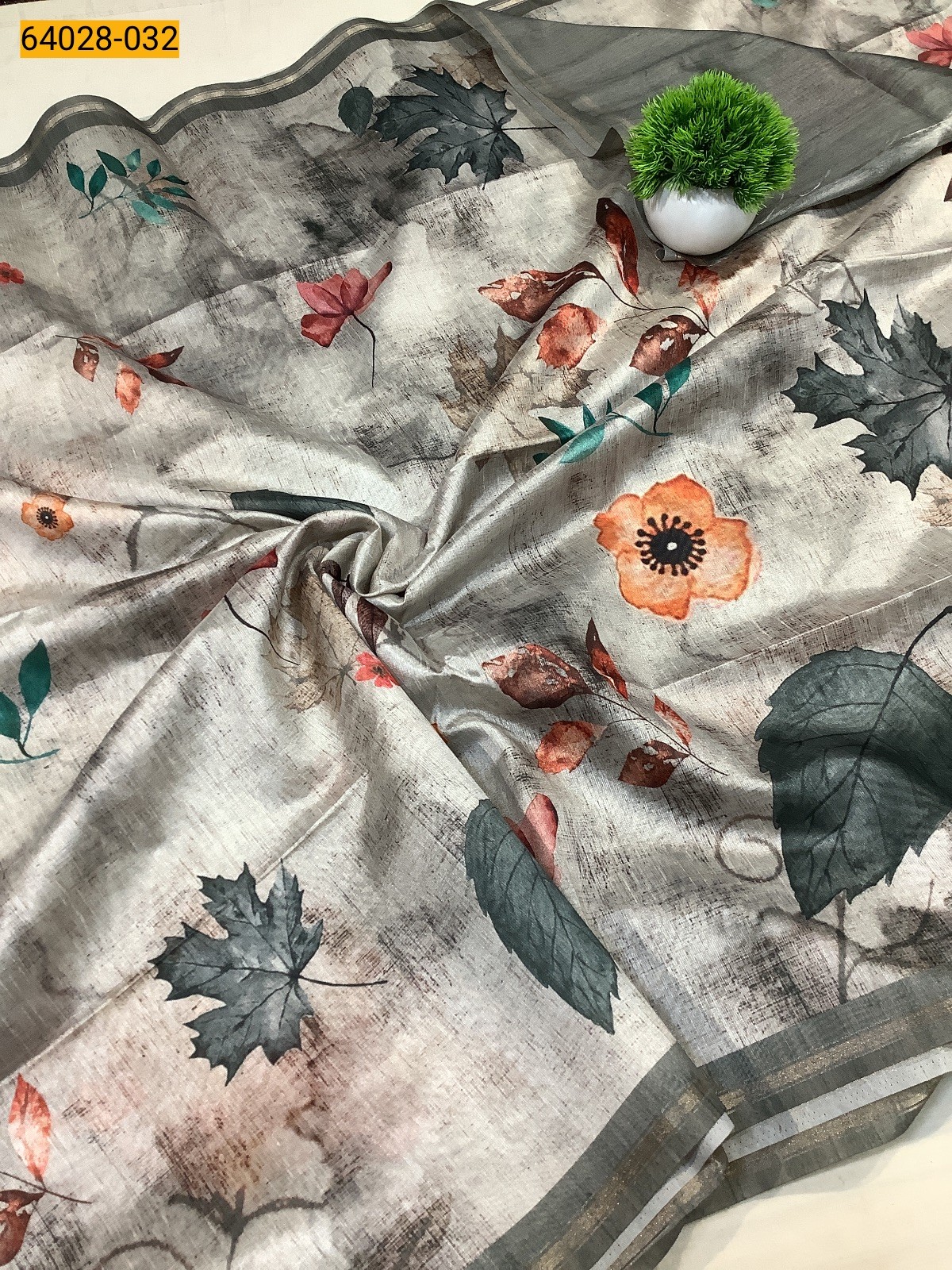 Gray Tissue Silk saree