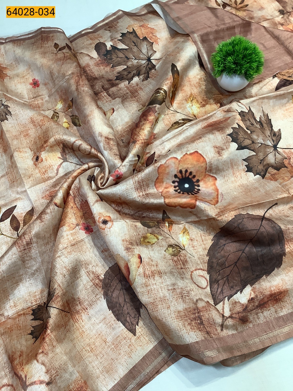 Orange Tissue Silk saree