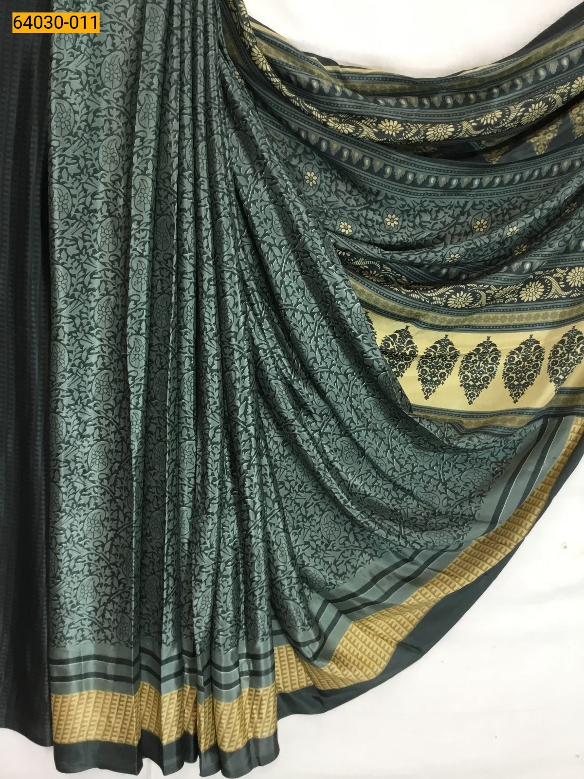 Dark Green Pure Crepe Silk Saree