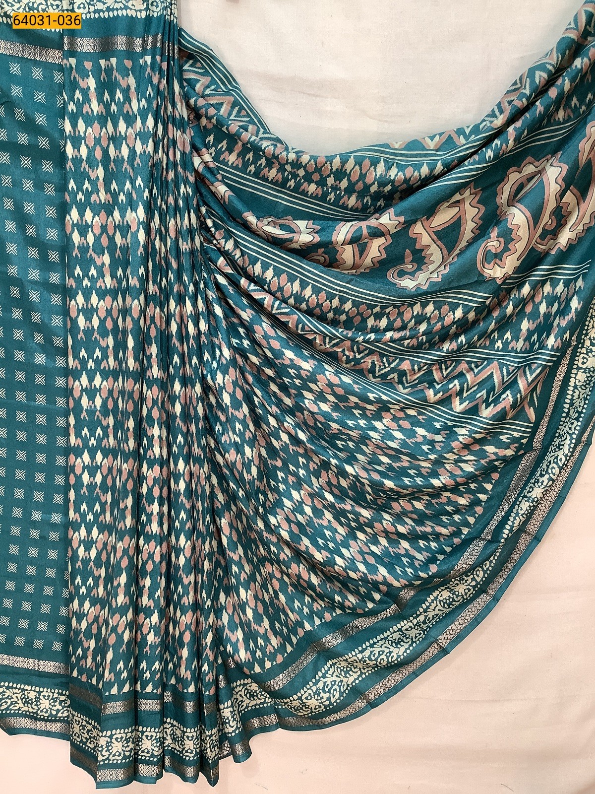 Pine green Fancy bentex crepe silk printed sarees