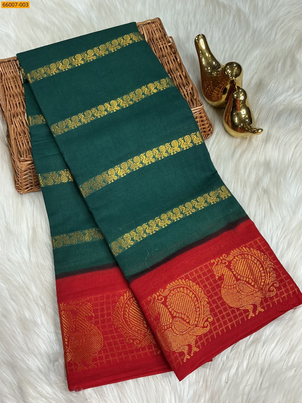 Green Sungudi cotton veldari weave sarees