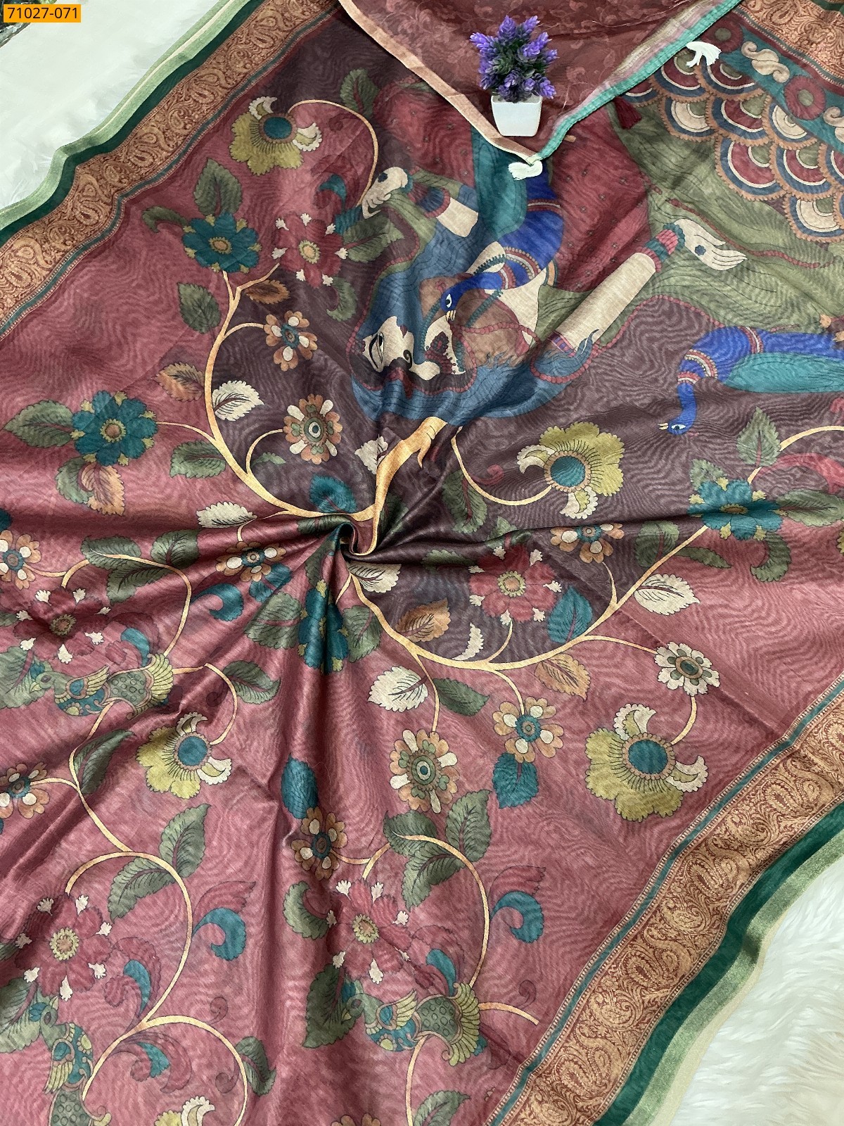 Multi color Soft Fancy Chanderi Silk Saree