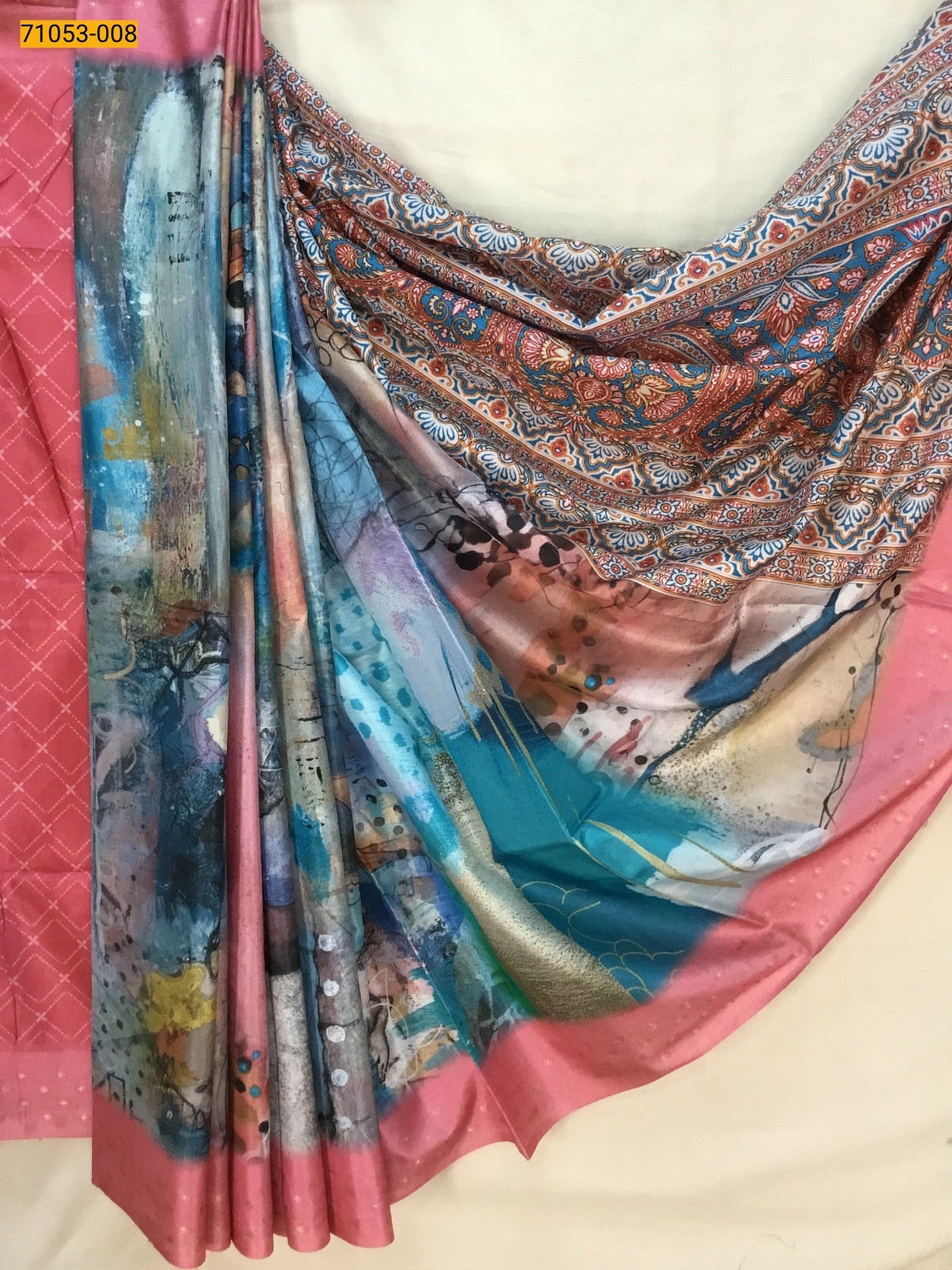 Blue Printed Soft Fancy Linen Silk Saree