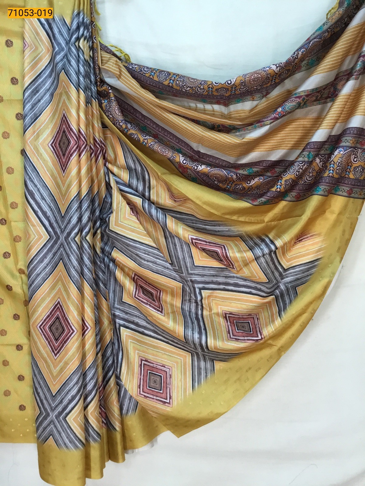 Yellow Printed Soft Fancy Linen Silk Saree