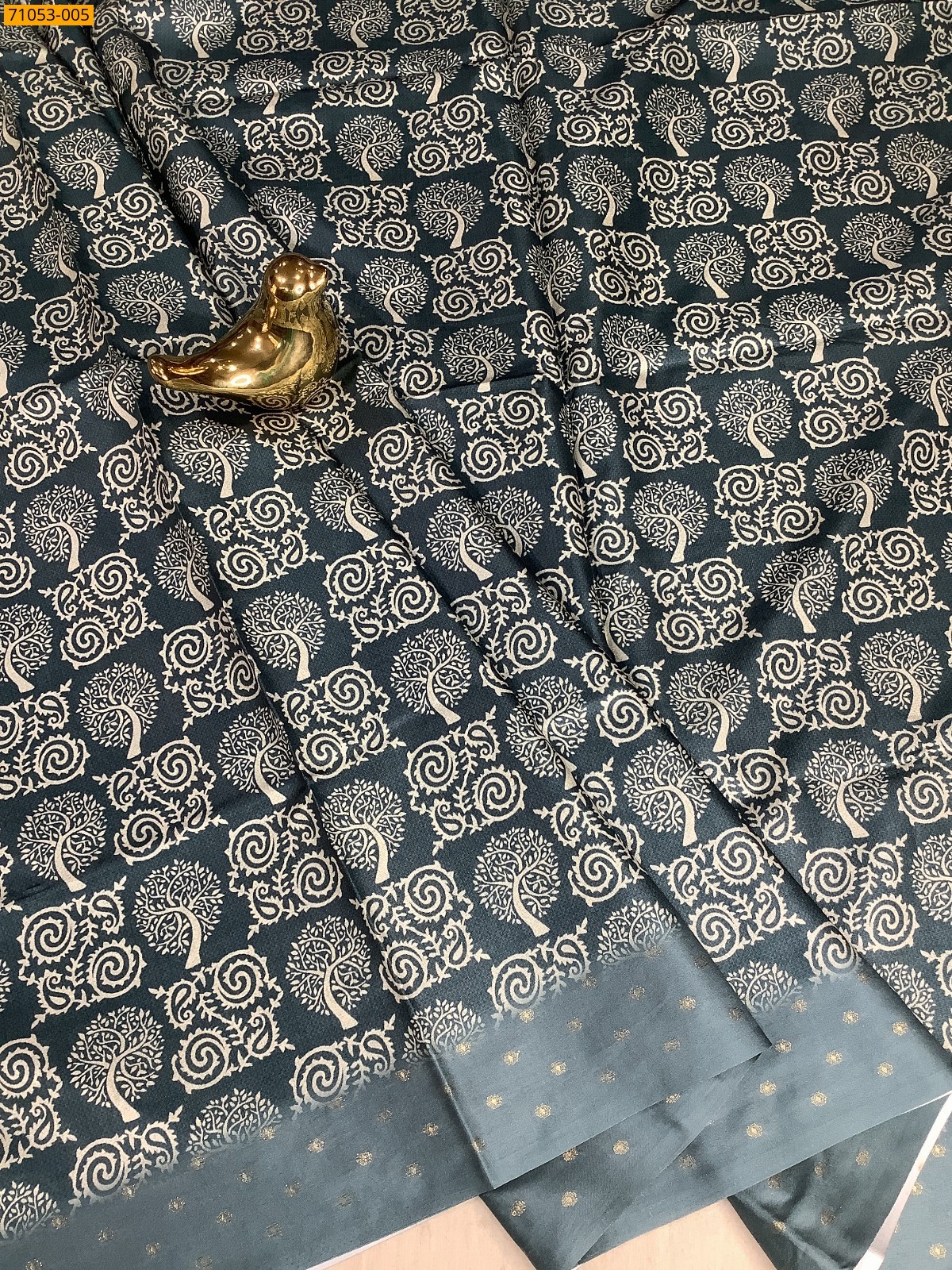 Grayish Blue Printed Soft Fancy Linen Silk Saree