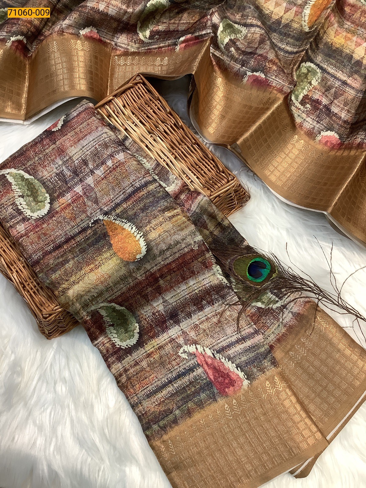 Multi Chanderi fancy silk sarees