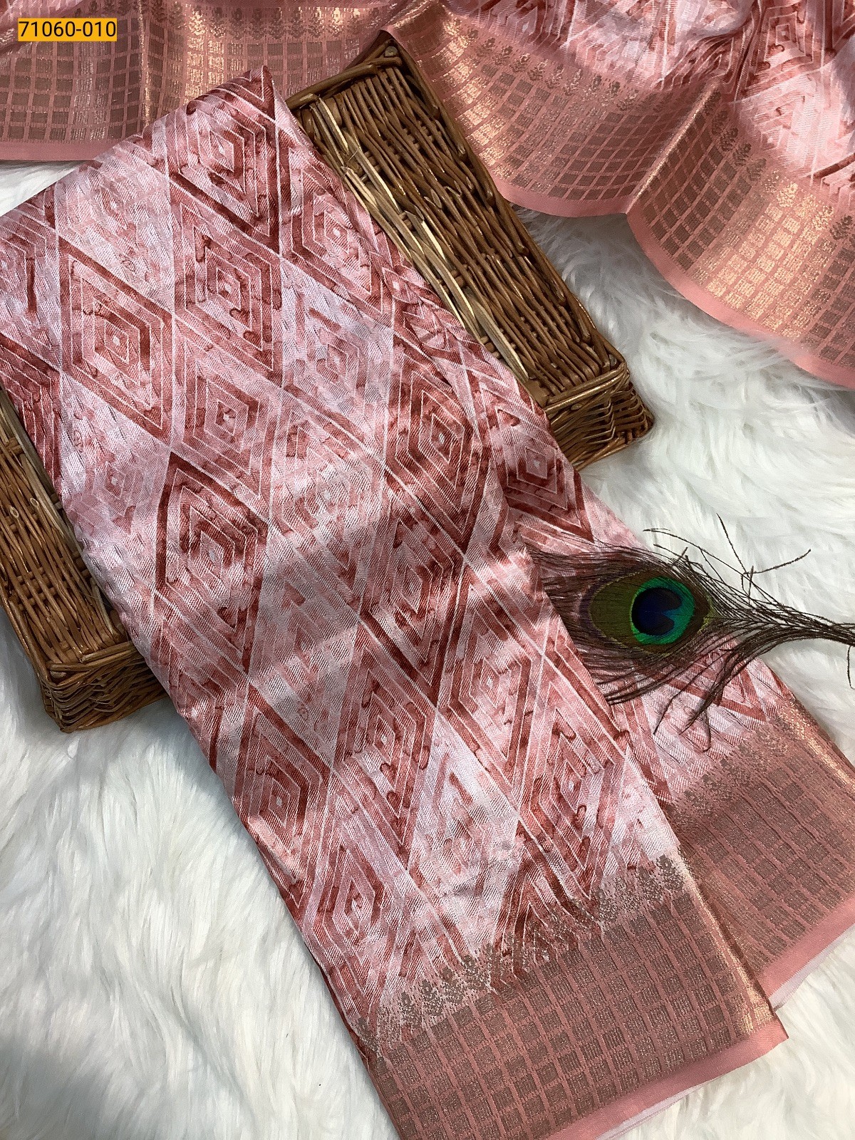 Peach Chanderi fancy silk sarees