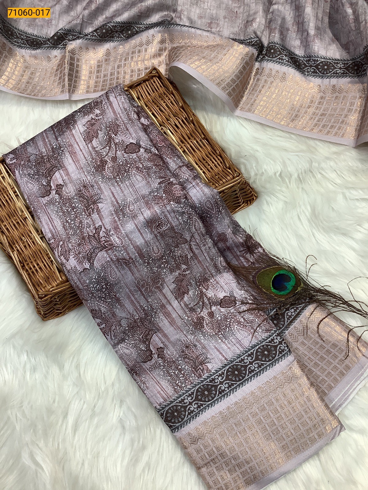 Gray Chanderi fancy silk sarees