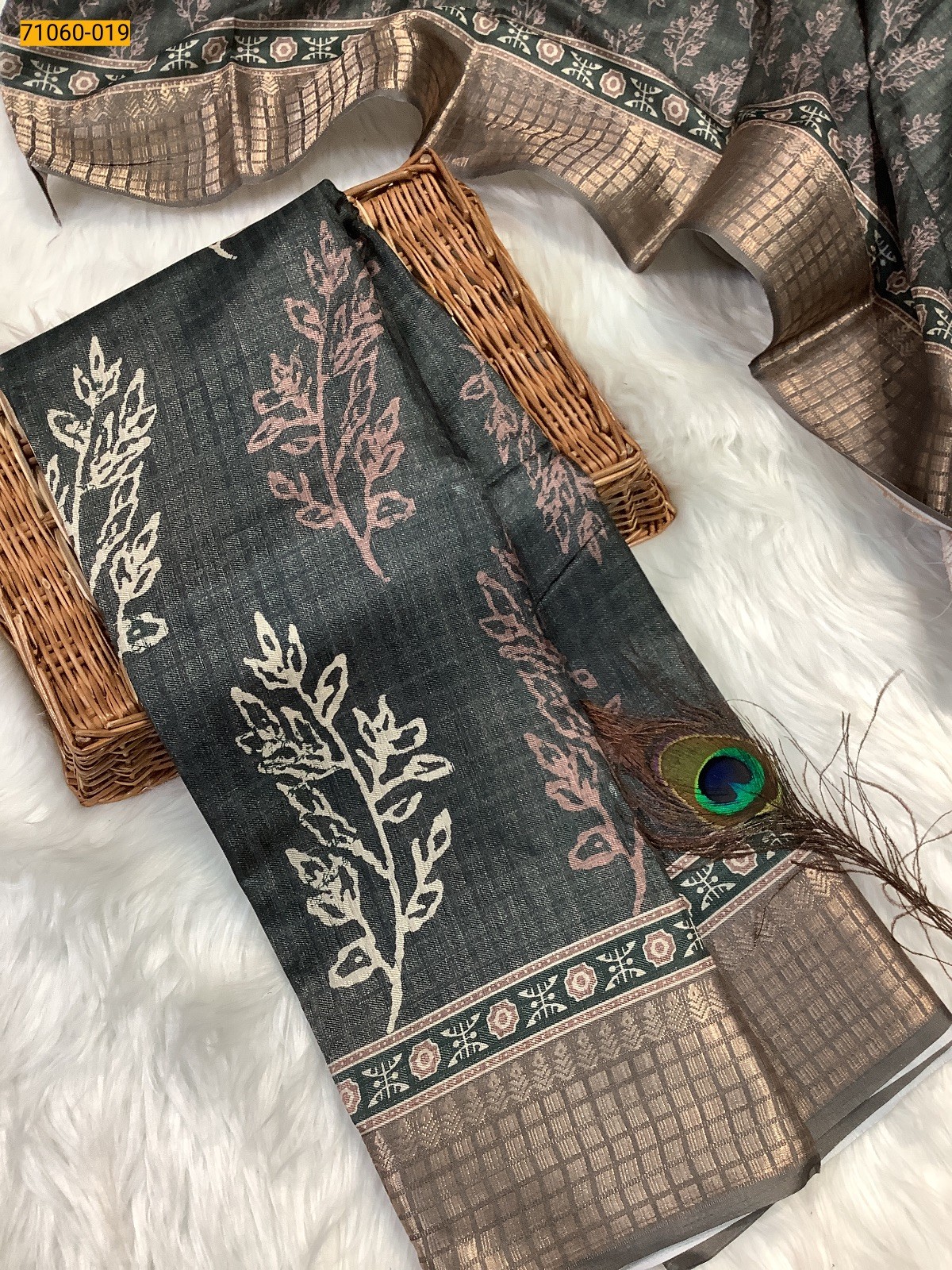 Gray Chanderi fancy silk sarees