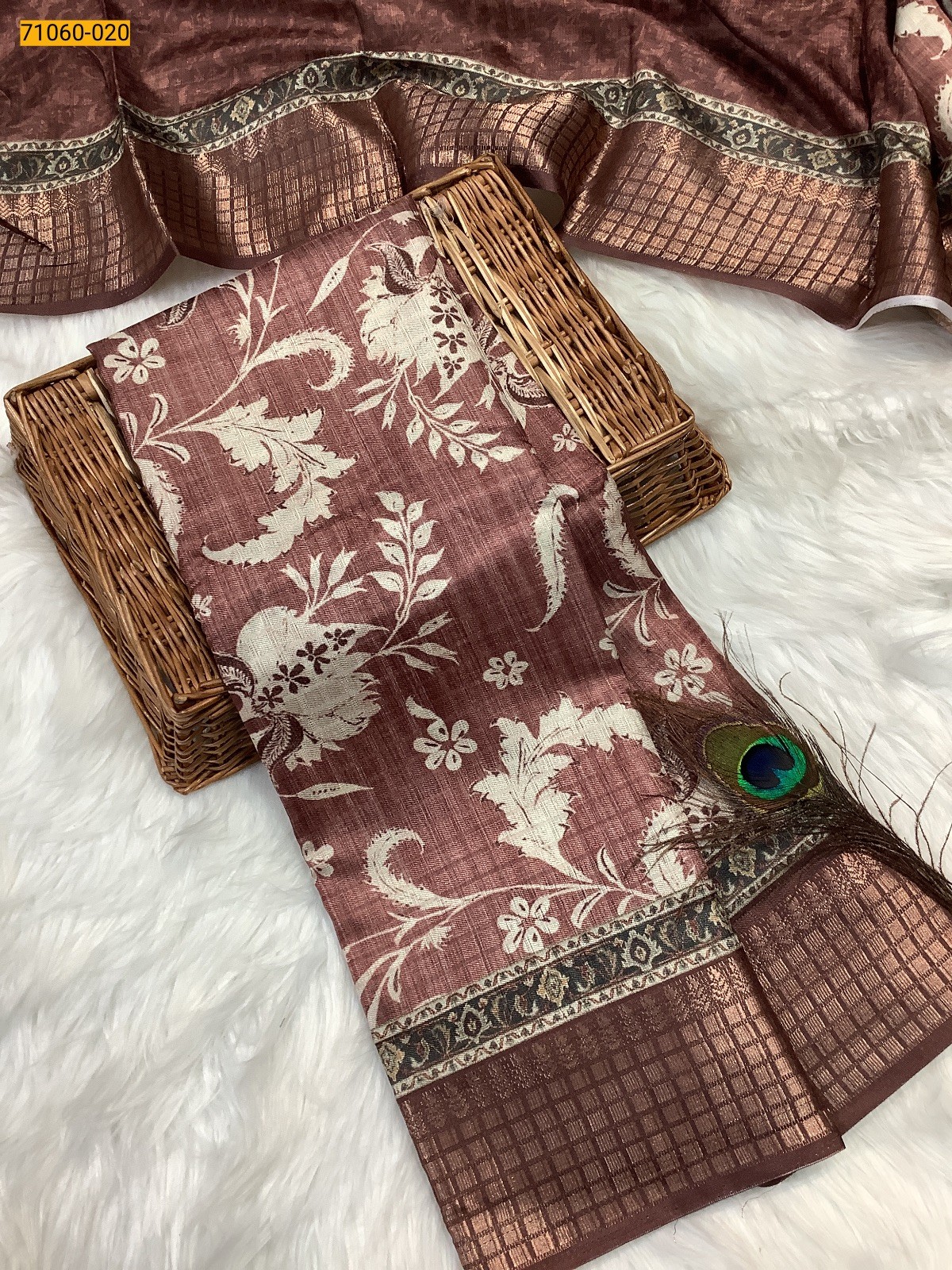 Brown Chanderi fancy silk sarees