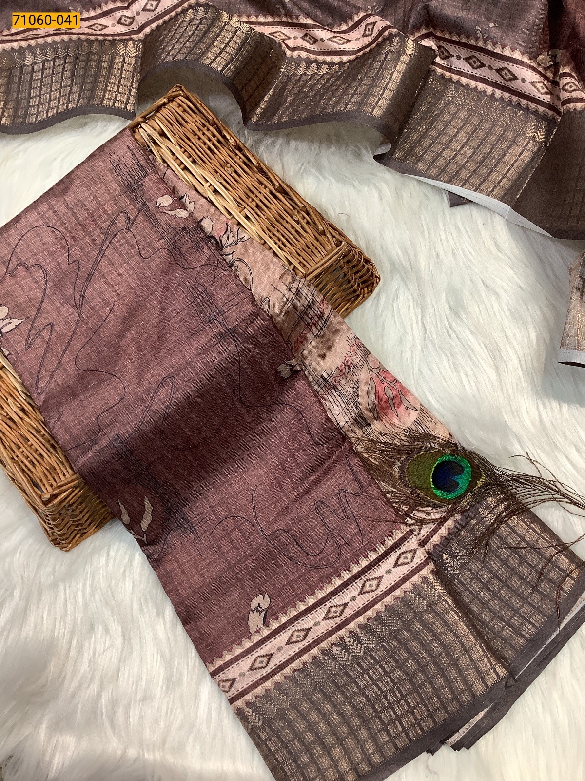 Brown With Onion Pink Chanderi fancy silk sarees