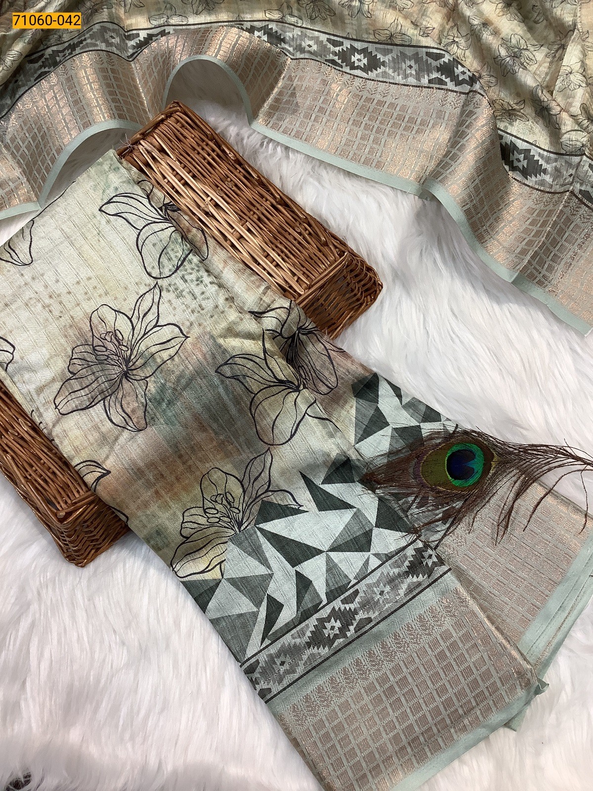 Green Chanderi fancy silk sarees