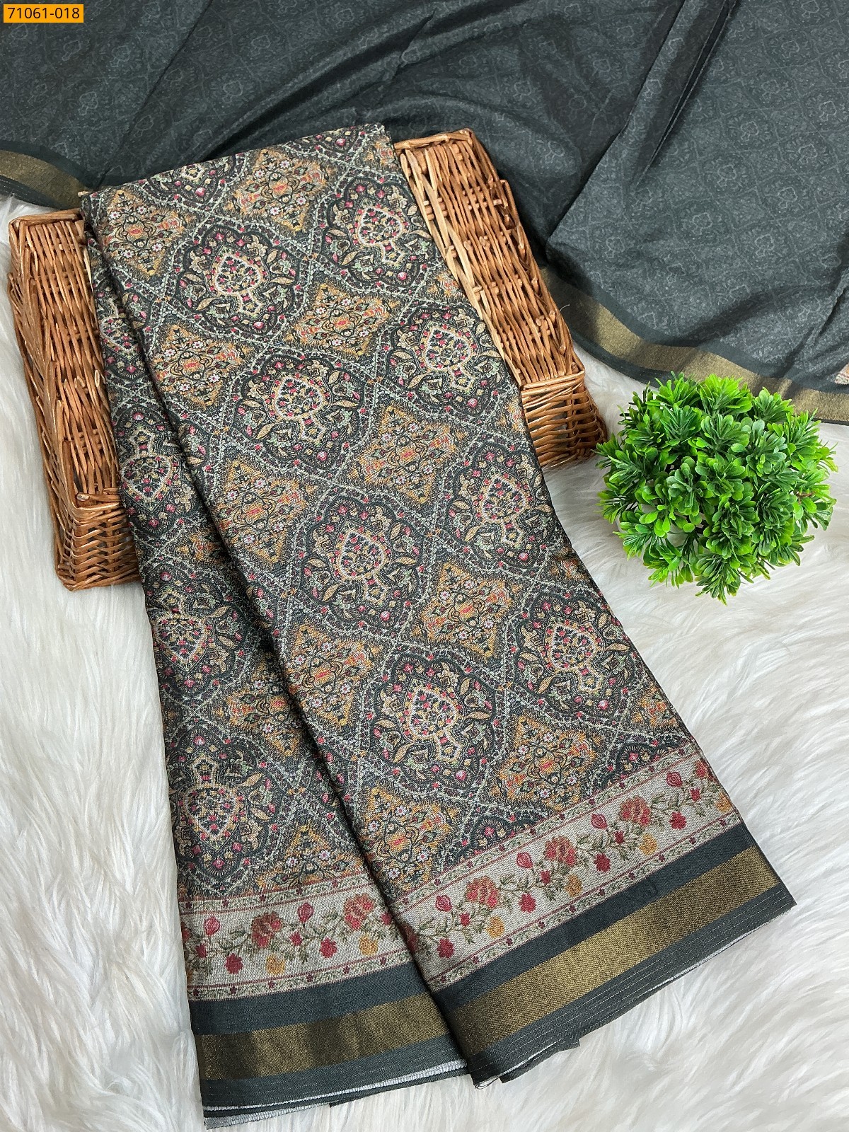 Grey Chanderi art silk sarees