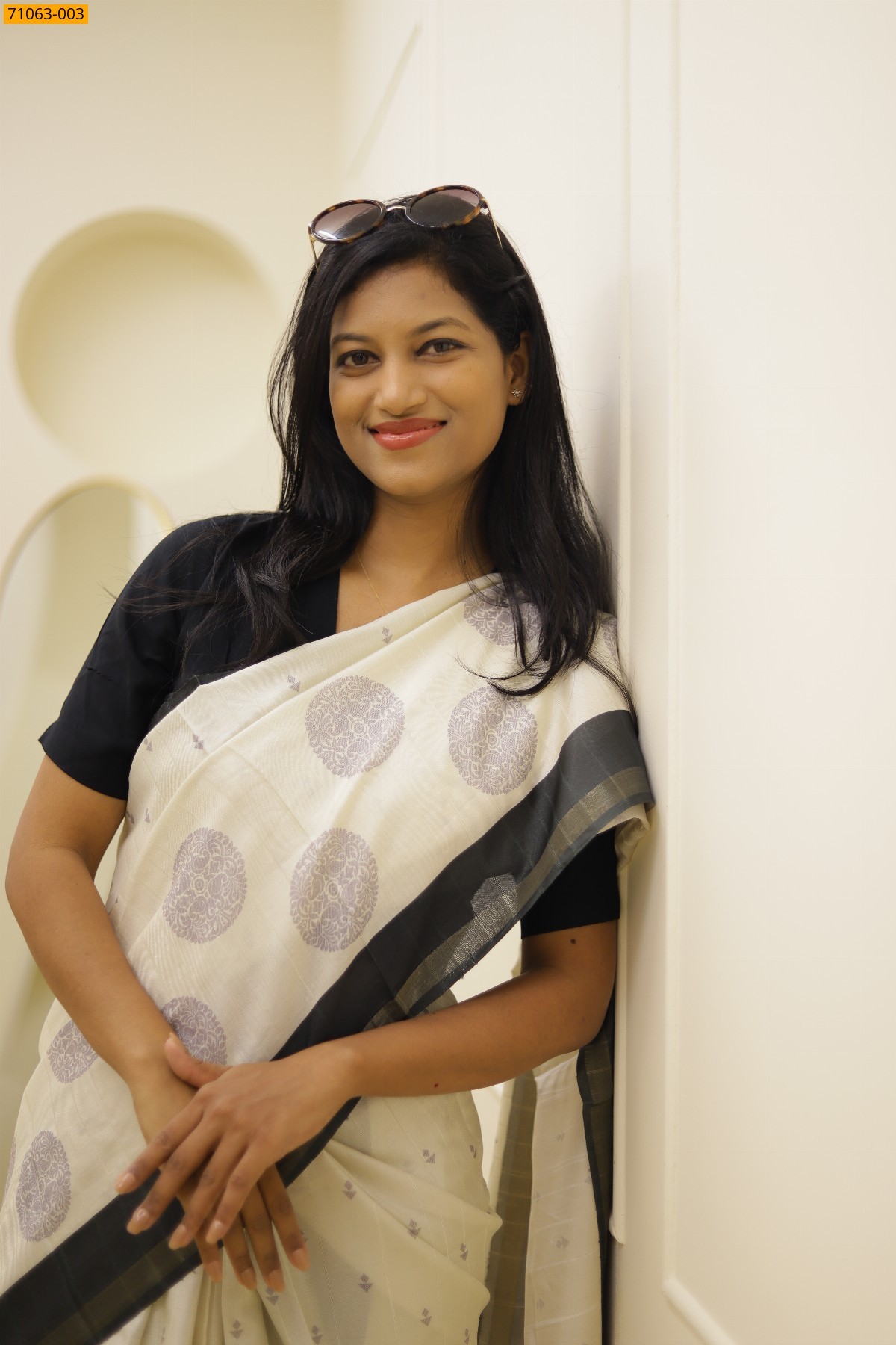 White Chanderi Fancy Silk Saree