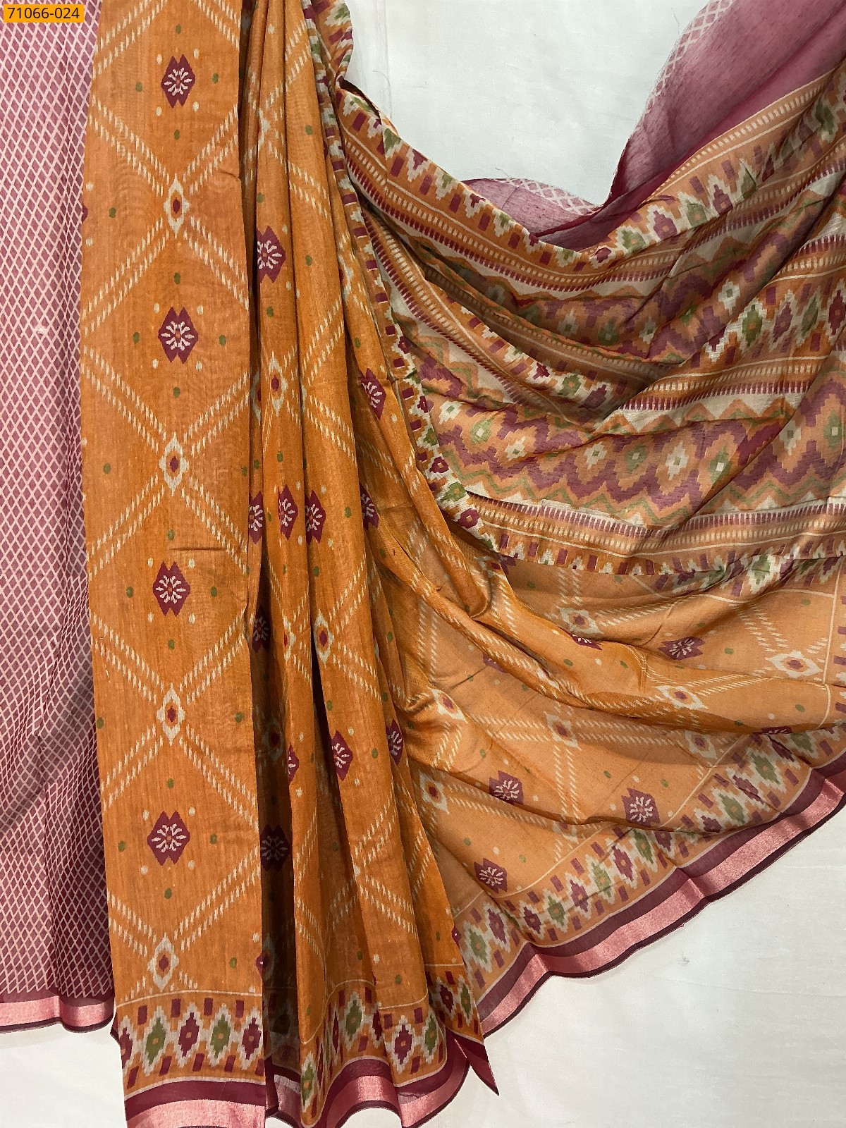 Orange Chanderi fancy silk sarees