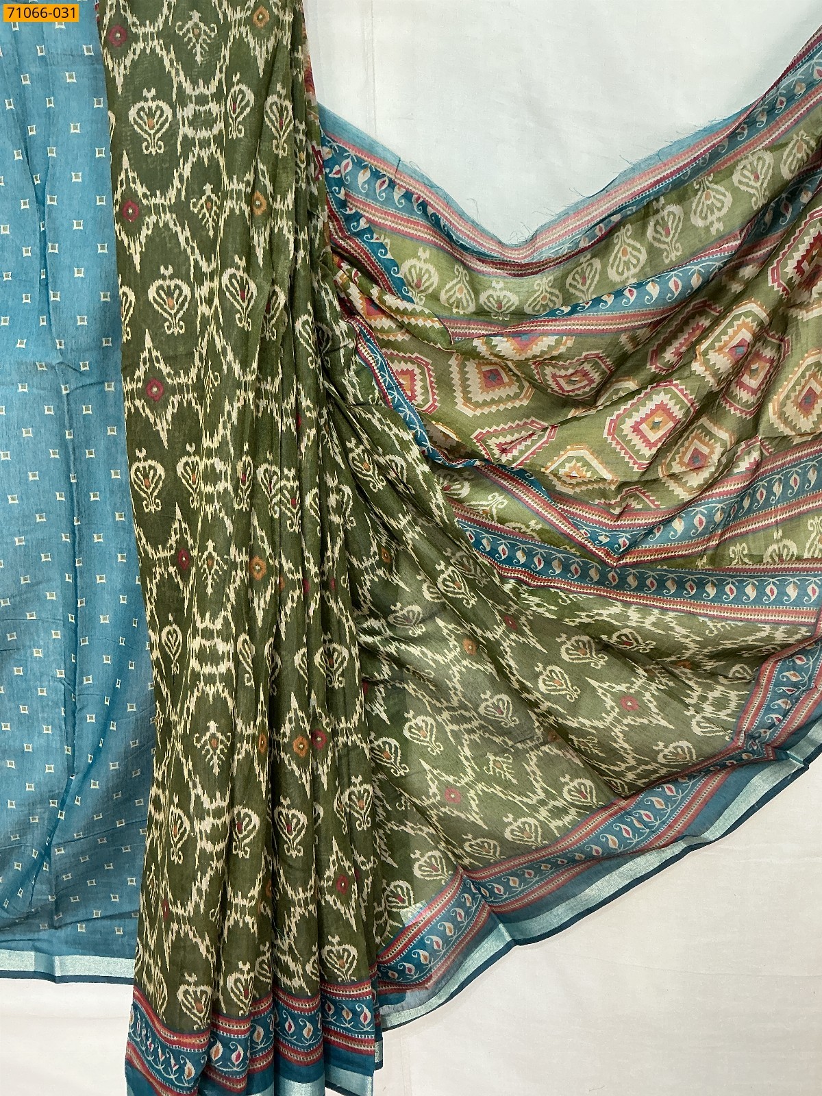 Olive Green Chanderi fancy silk sarees