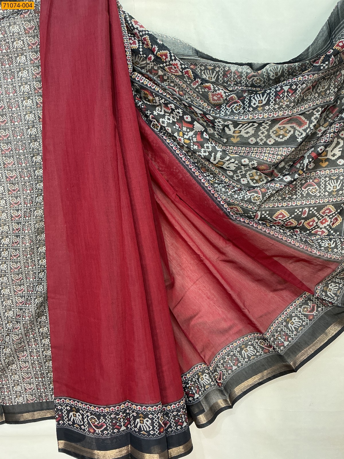Red Fancy chanderi silk saree