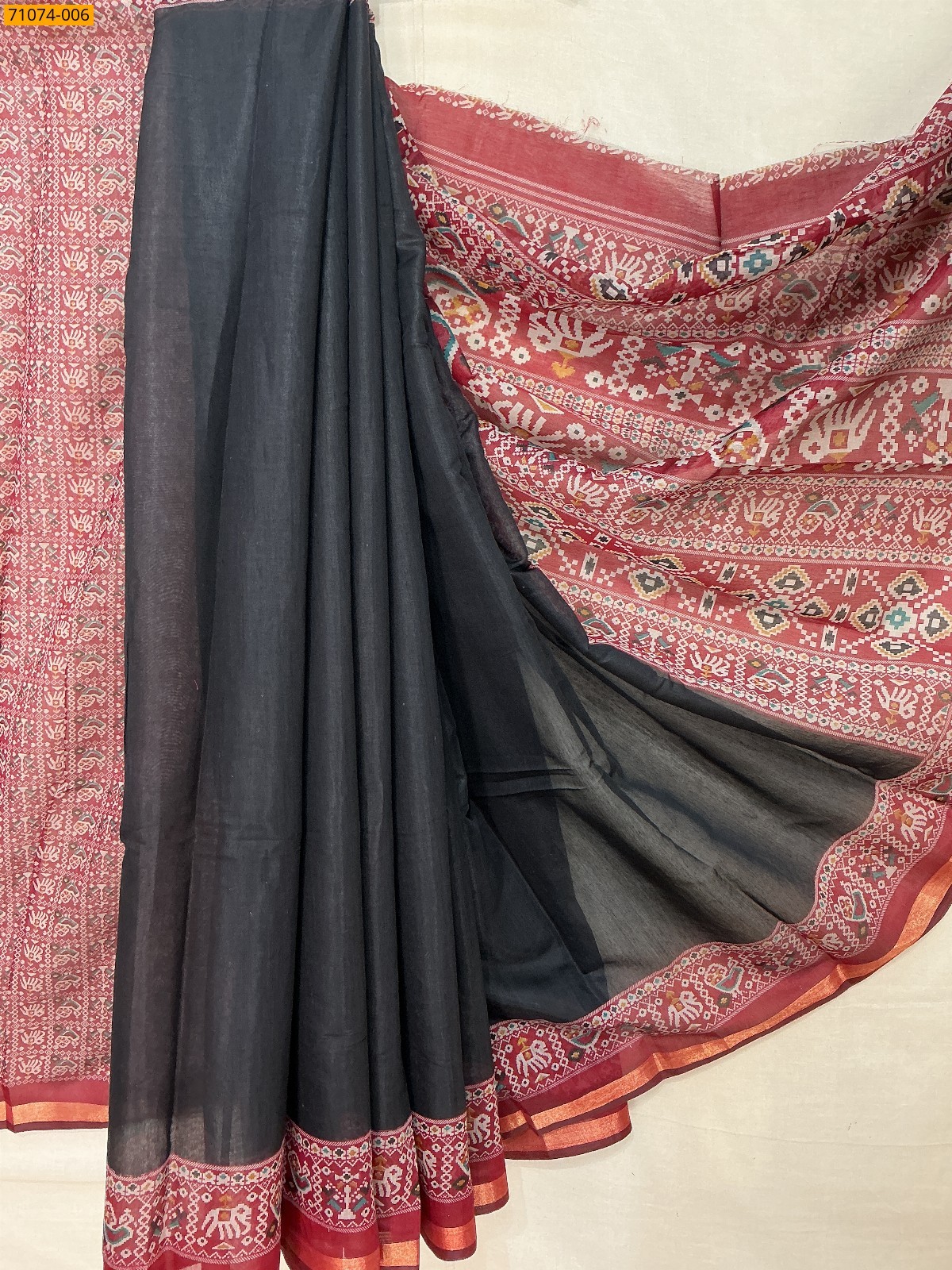 Black Fancy chanderi silk saree