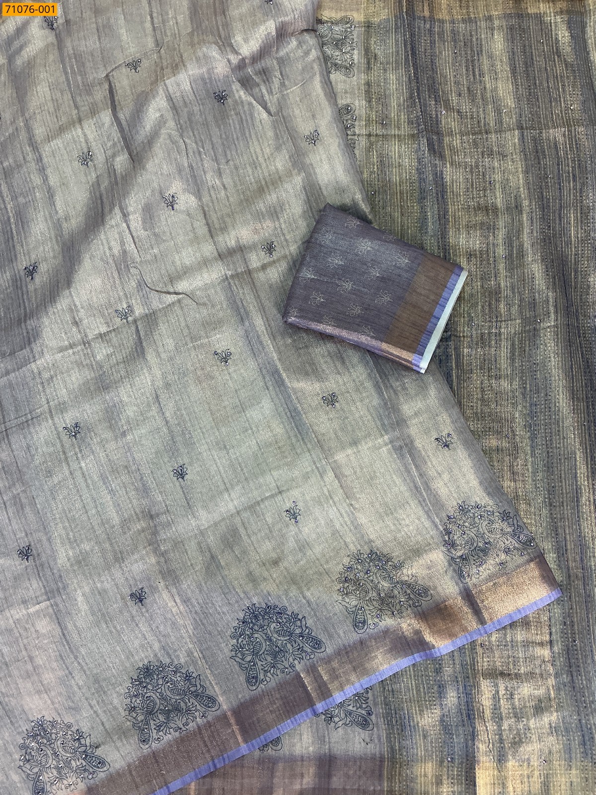 Light Lavendar Linen Tissue silk digital printed sarees