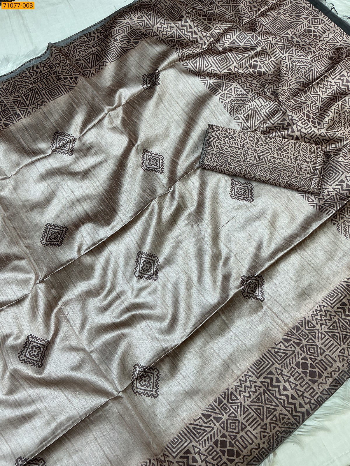 Light Brown Soft Linen Silk Saree
