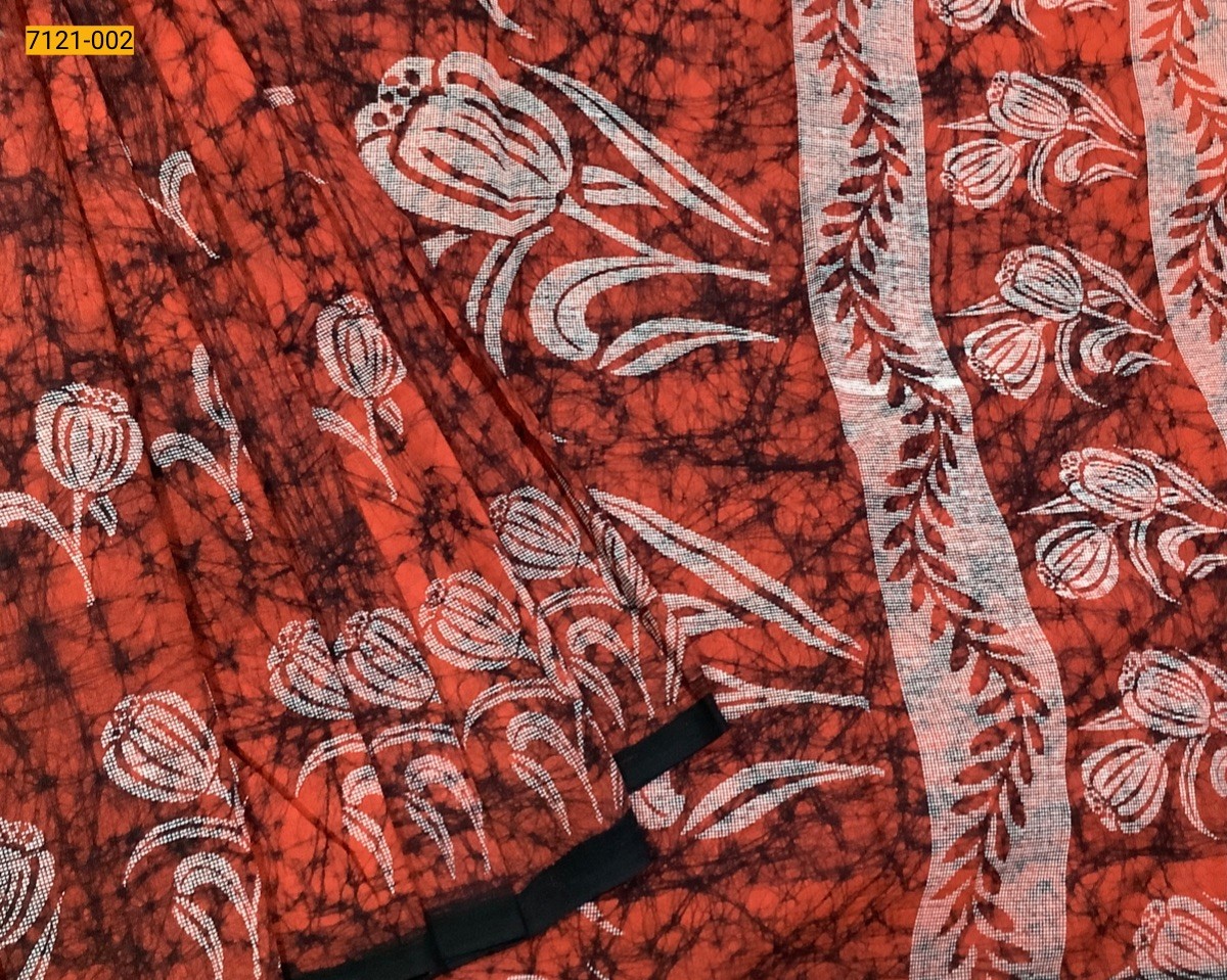 Red Pure Soft Wax Mul Mul Cotton Saree