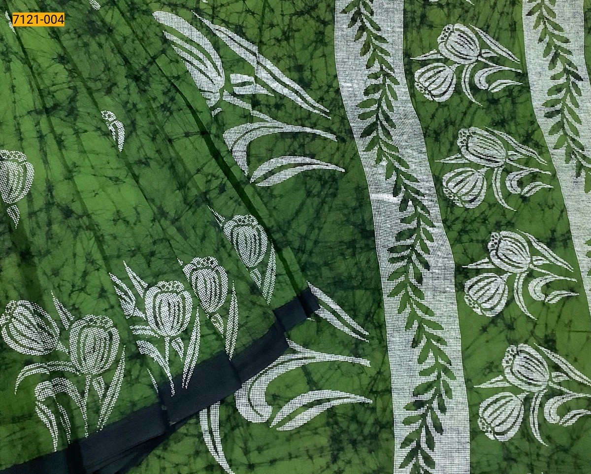 Green Pure Soft Wax Mul Mul Cotton Saree