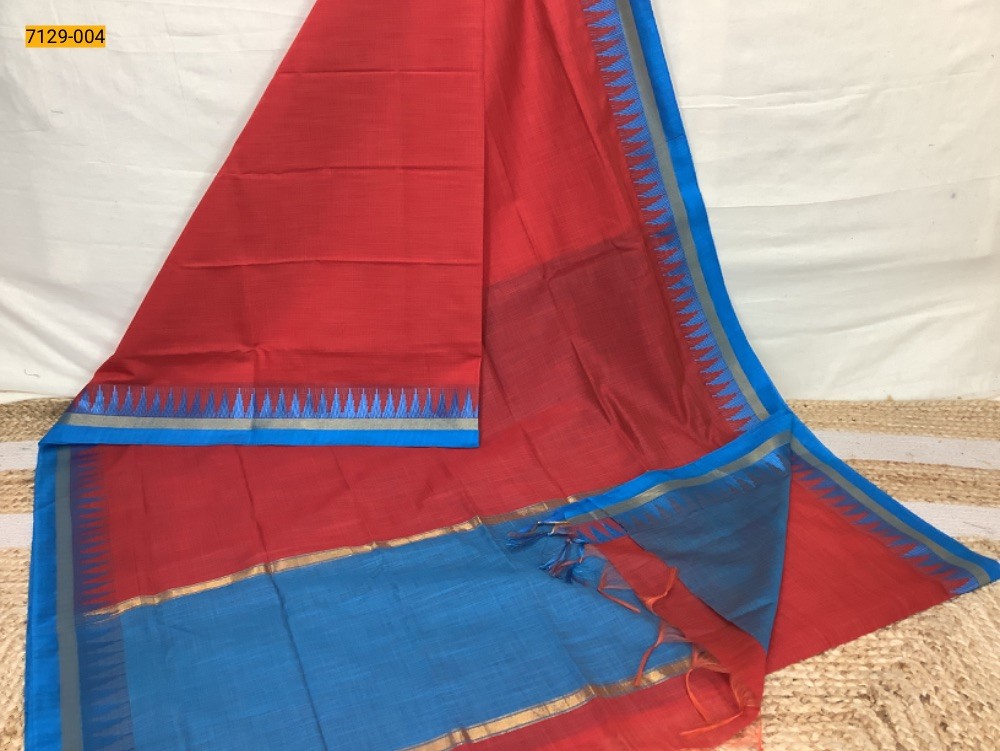 Red Cotton saree
