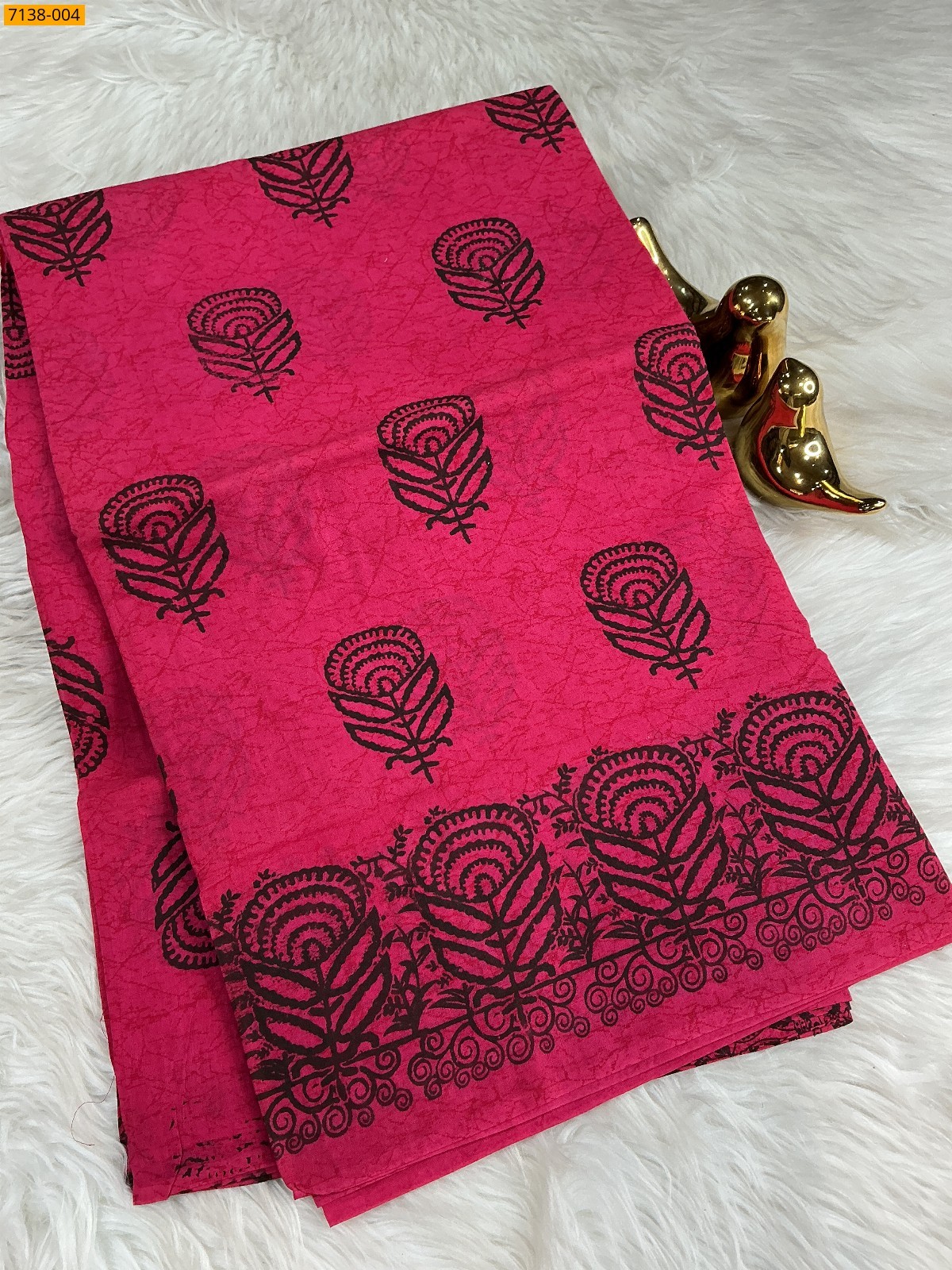 Pink Cotton printed saree