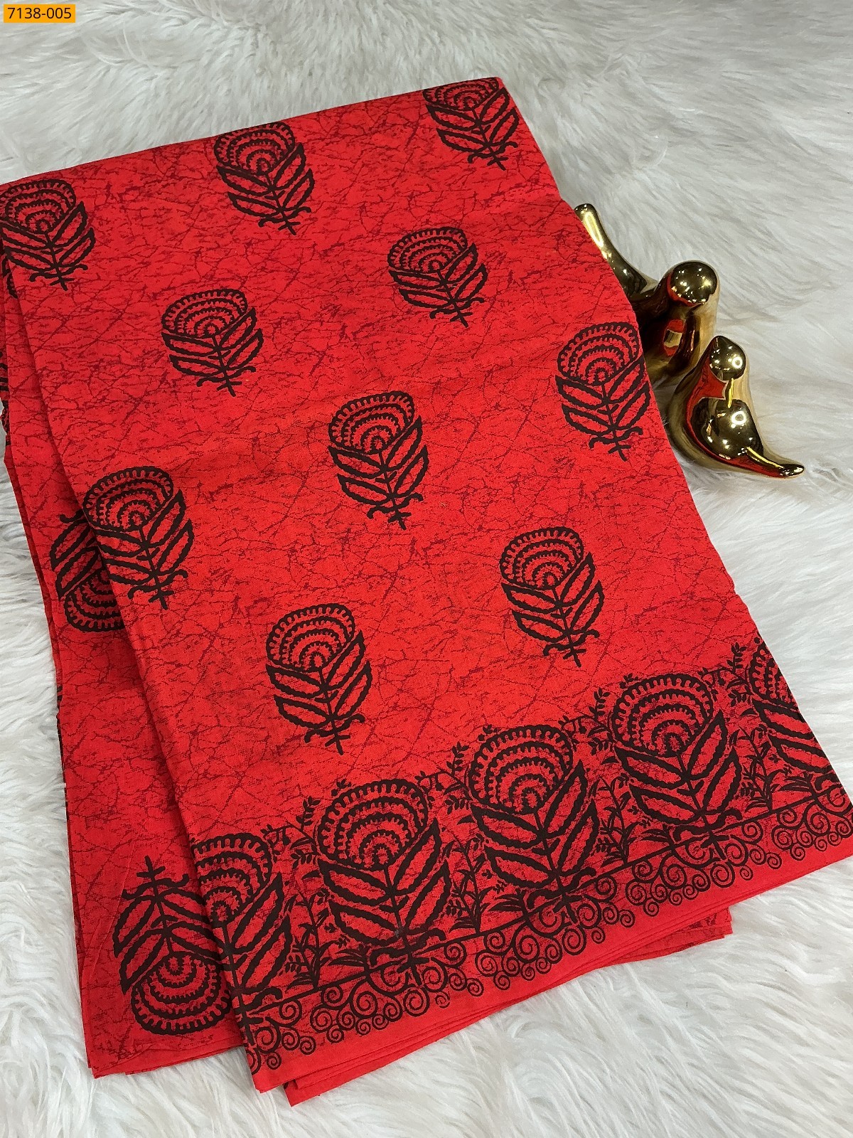 Red Cotton printed saree