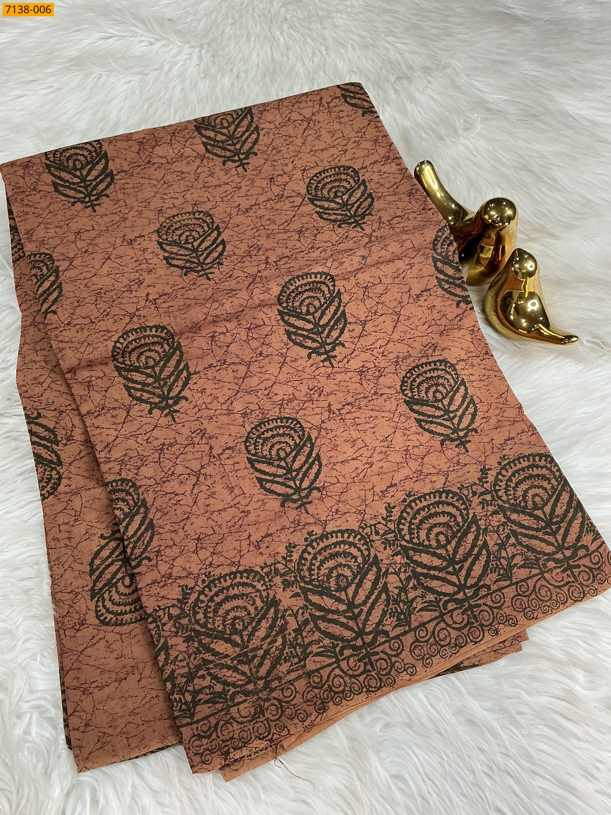 Brown Cotton printed saree