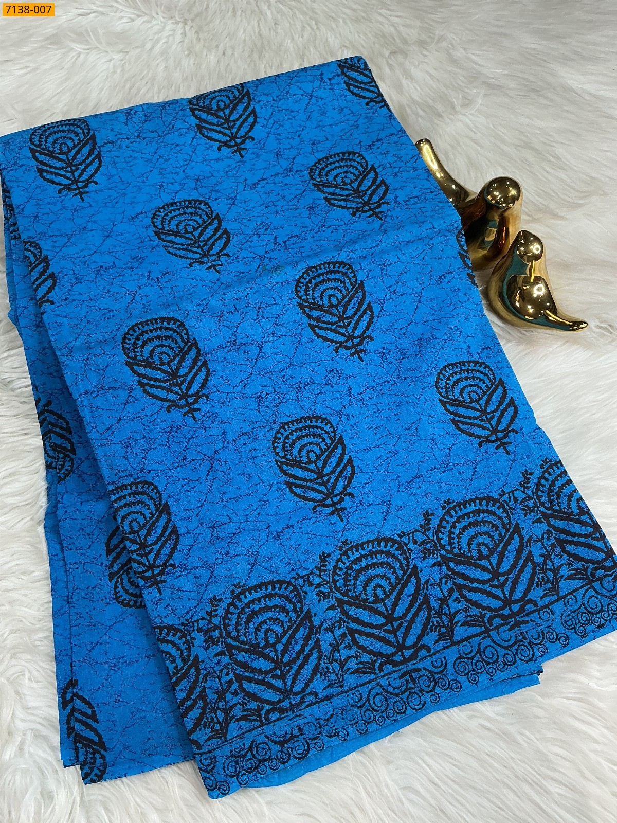Blue Cotton printed saree