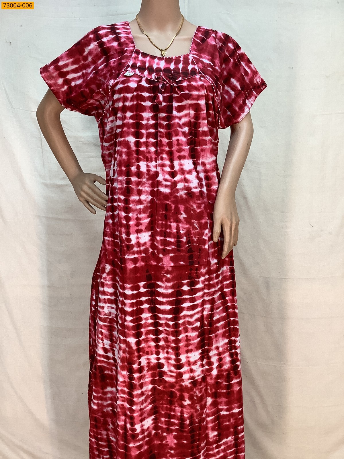 Red Cotton Printed Galaxy Nighty