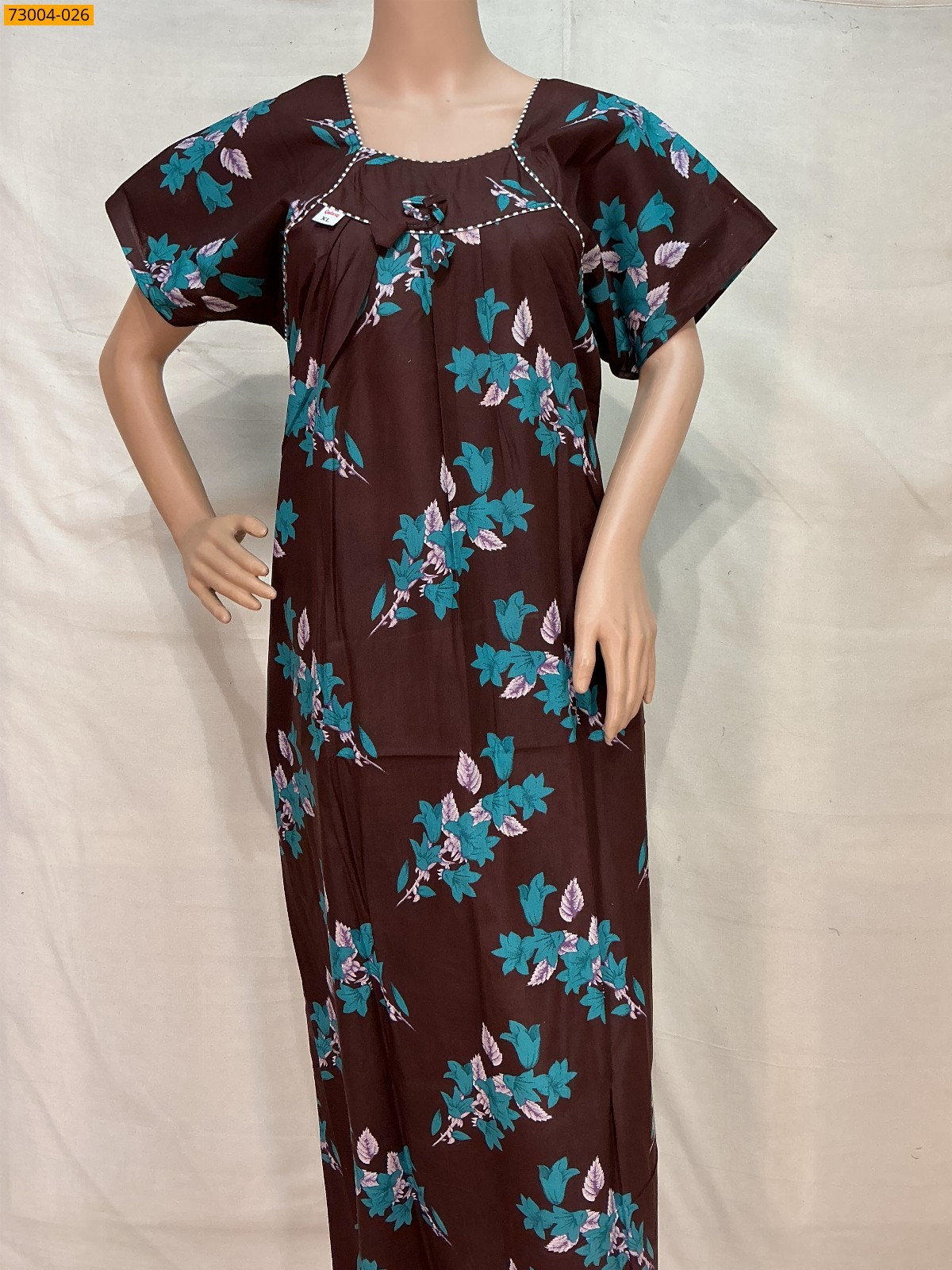 Brown Cotton Printed Galaxy Nighty