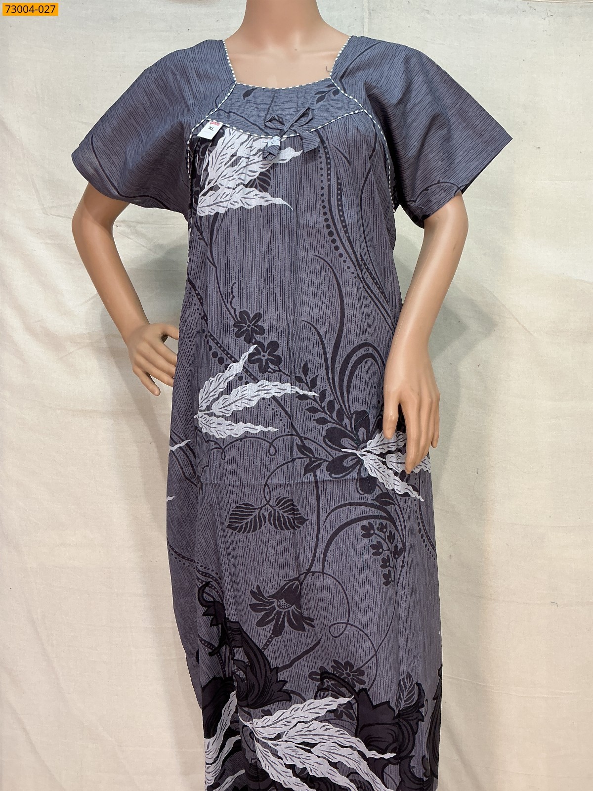 Grey Cotton Printed Galaxy Nighty