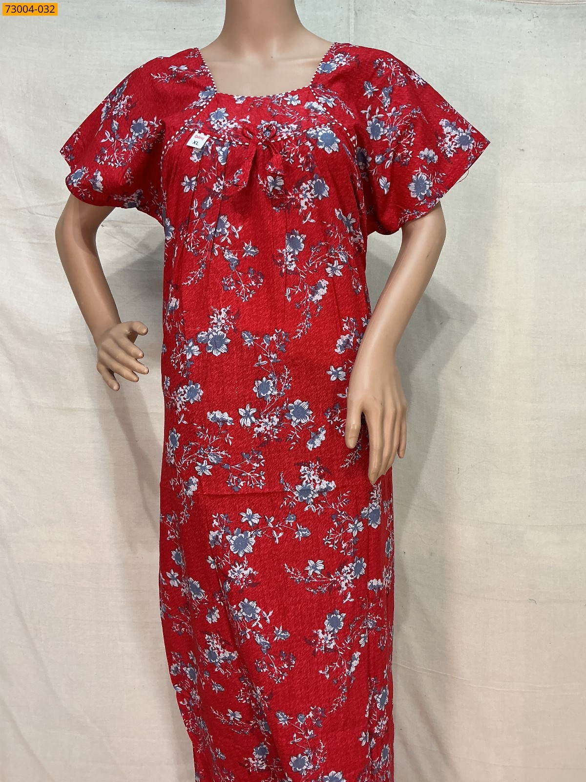 Red Cotton Printed Galaxy Nighty