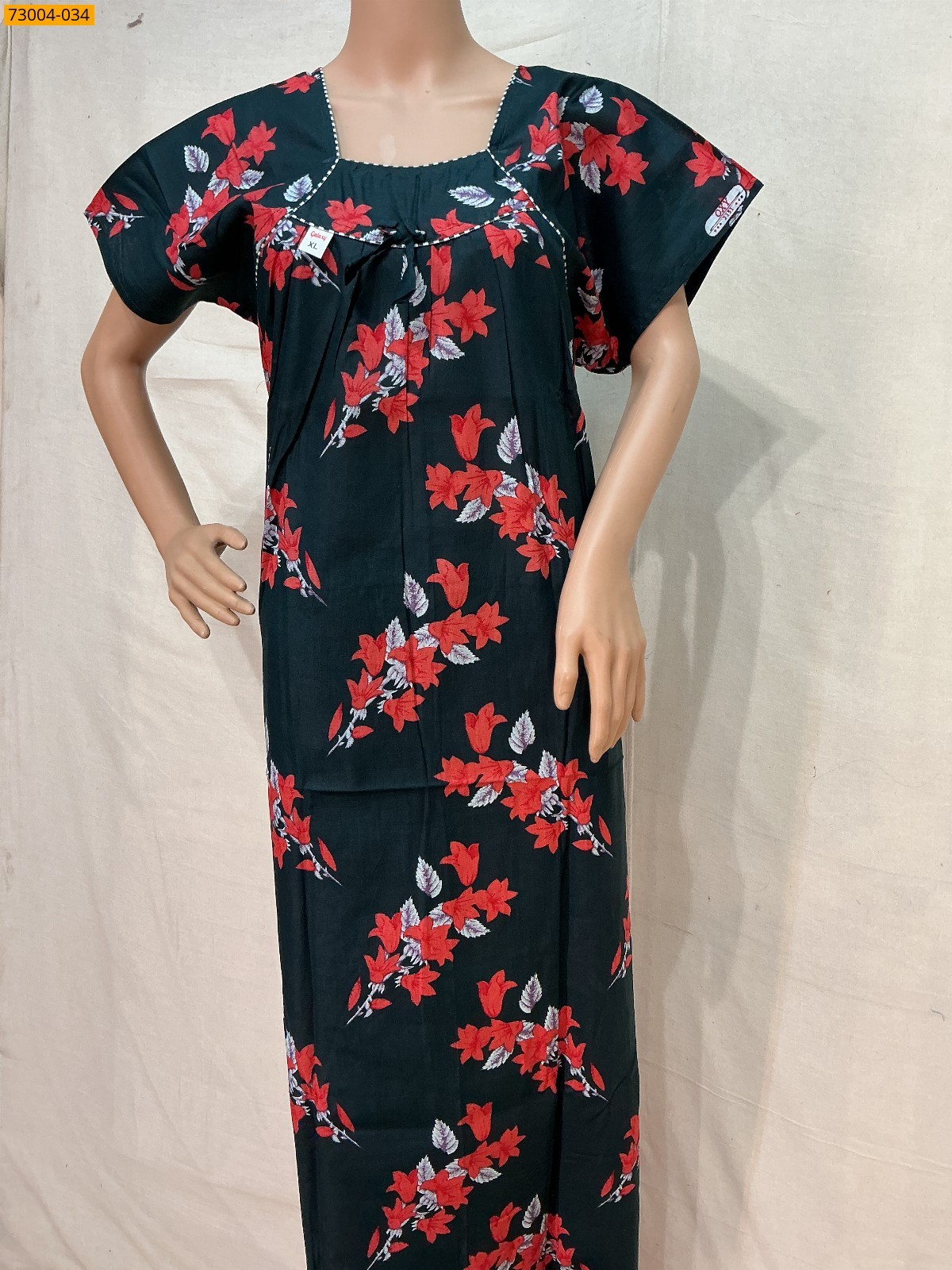 Black Cotton Printed Galaxy Nighty