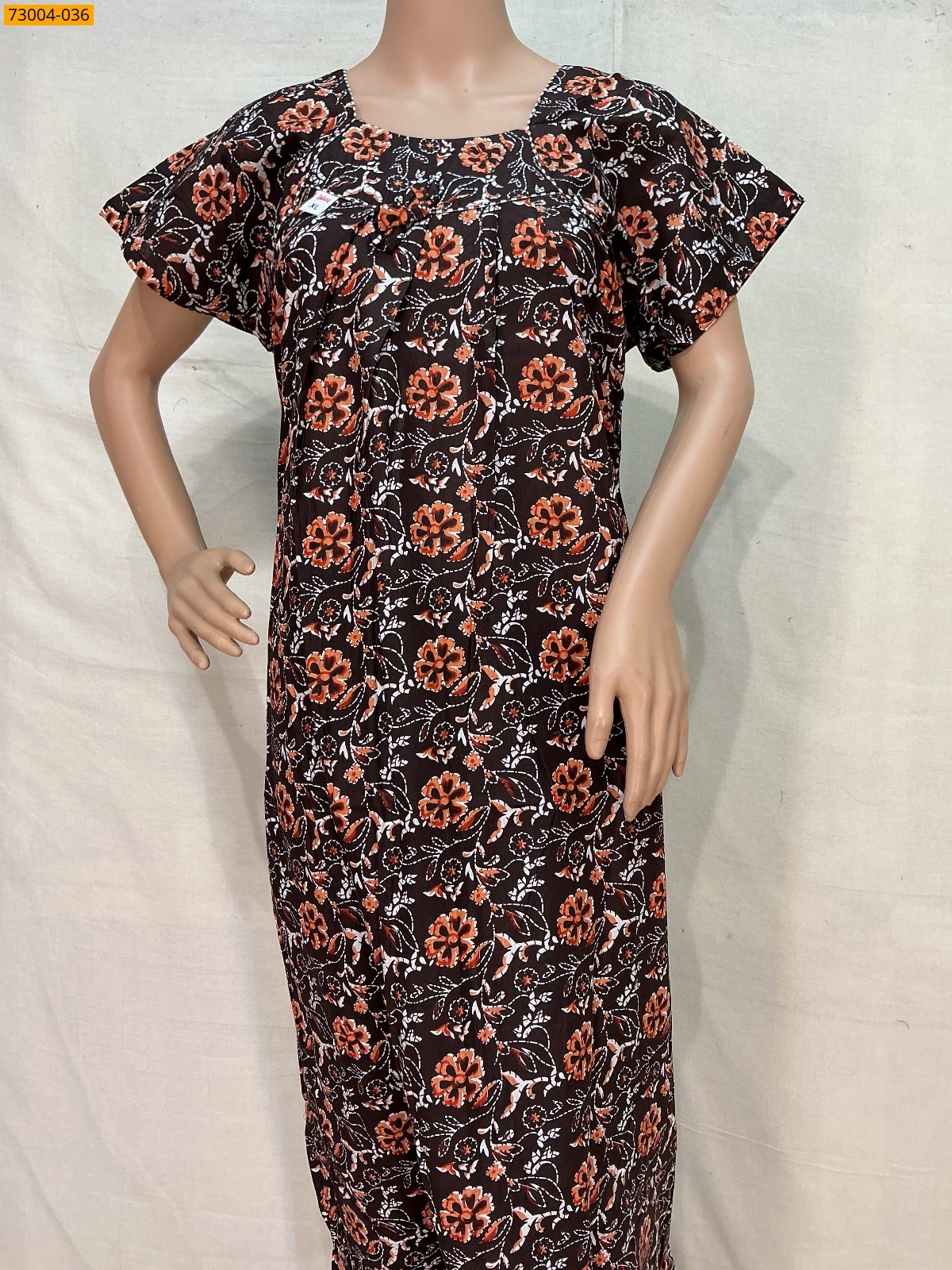 Brown Cotton Printed Galaxy Nighty