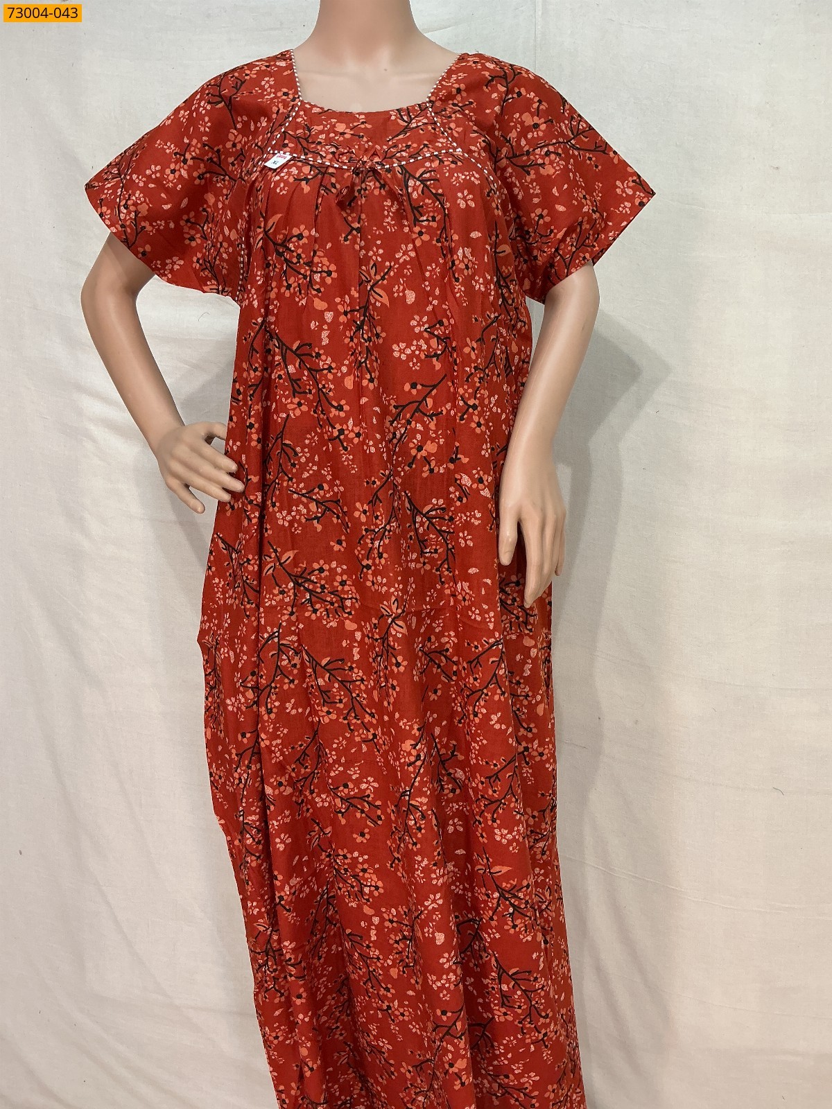 Maroon Cotton Printed Galaxy Nighty