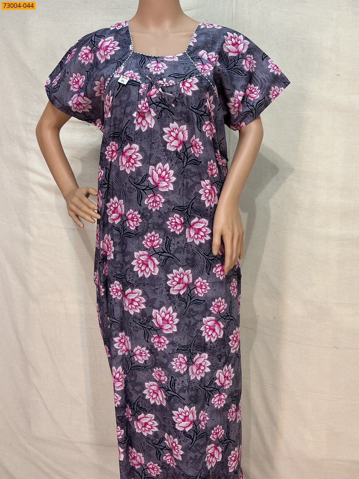 Grey Cotton Printed Galaxy Nighty