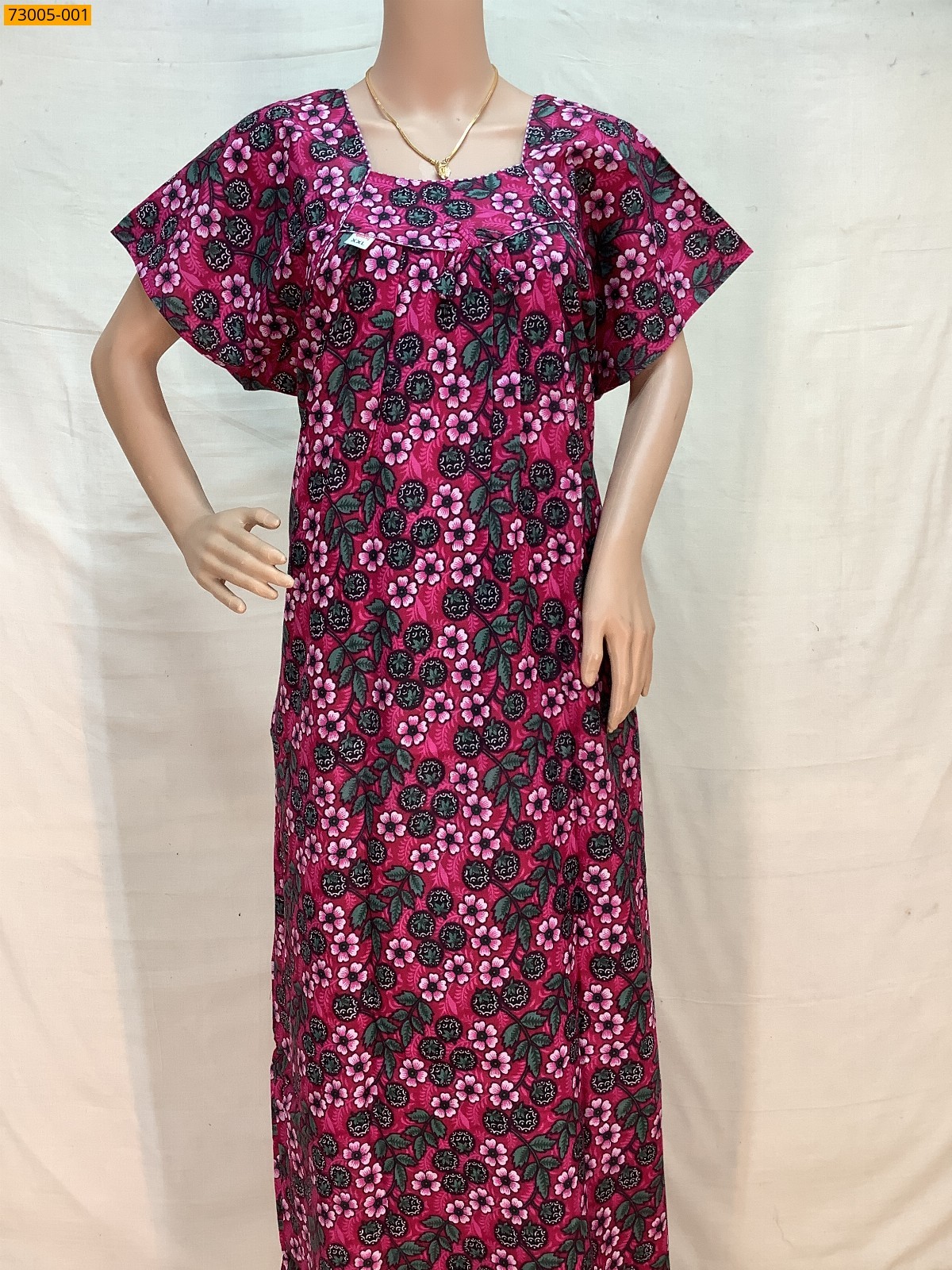 Pink Cotton Printed Galaxy Nighty