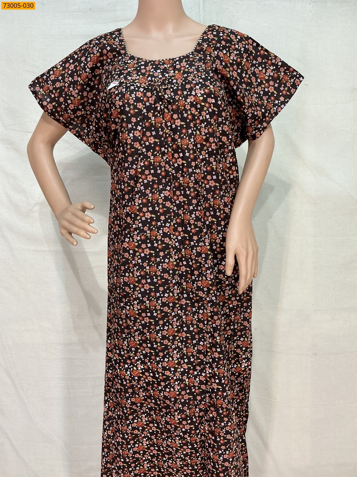 Brown Cotton Printed Galaxy Nighty