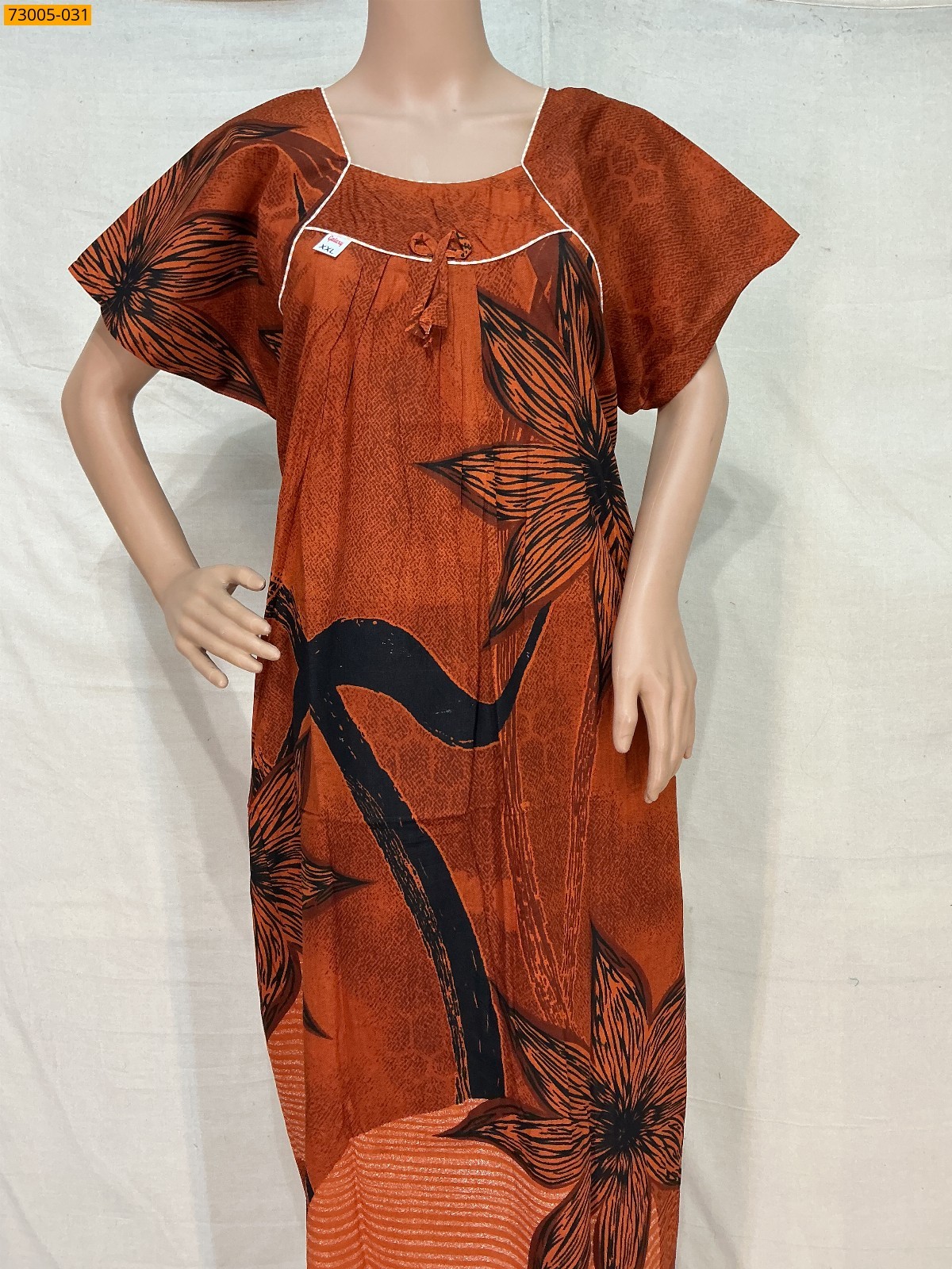 Orange Cotton Printed Galaxy Nighty