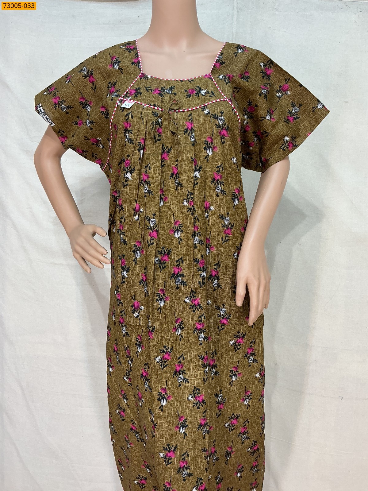 Brown Cotton Printed Galaxy Nighty