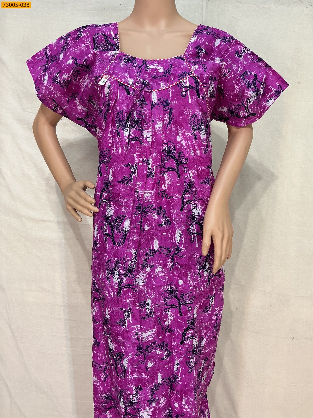 Pink Cotton Printed Galaxy Nighty