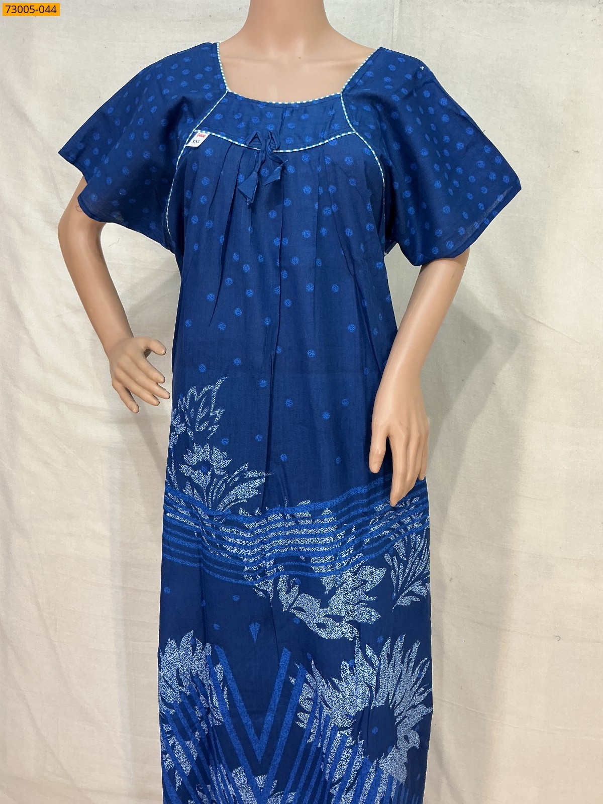 Royal Blue Cotton Printed Galaxy Nighty
