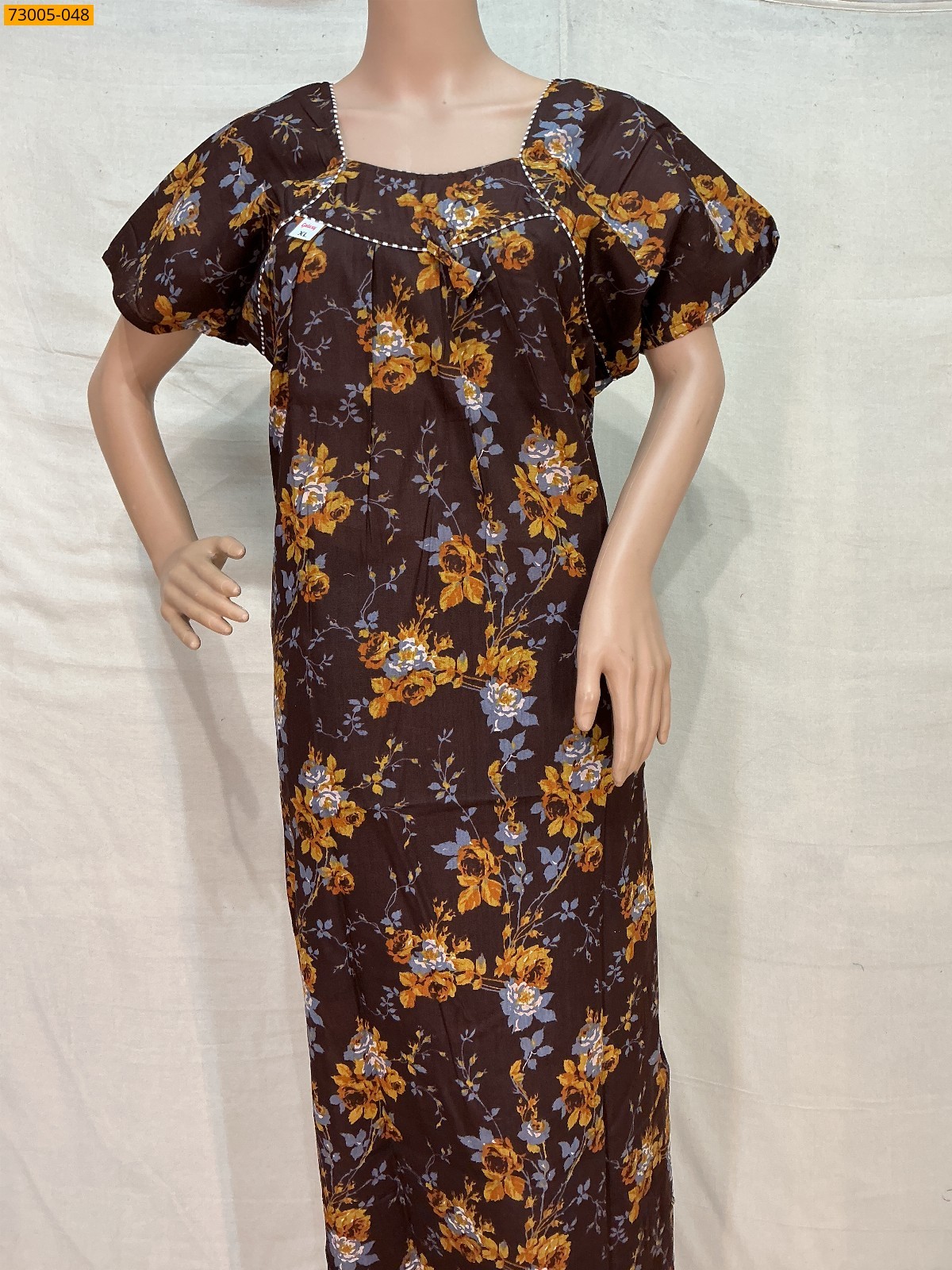 Brown Cotton Printed Galaxy Nighty