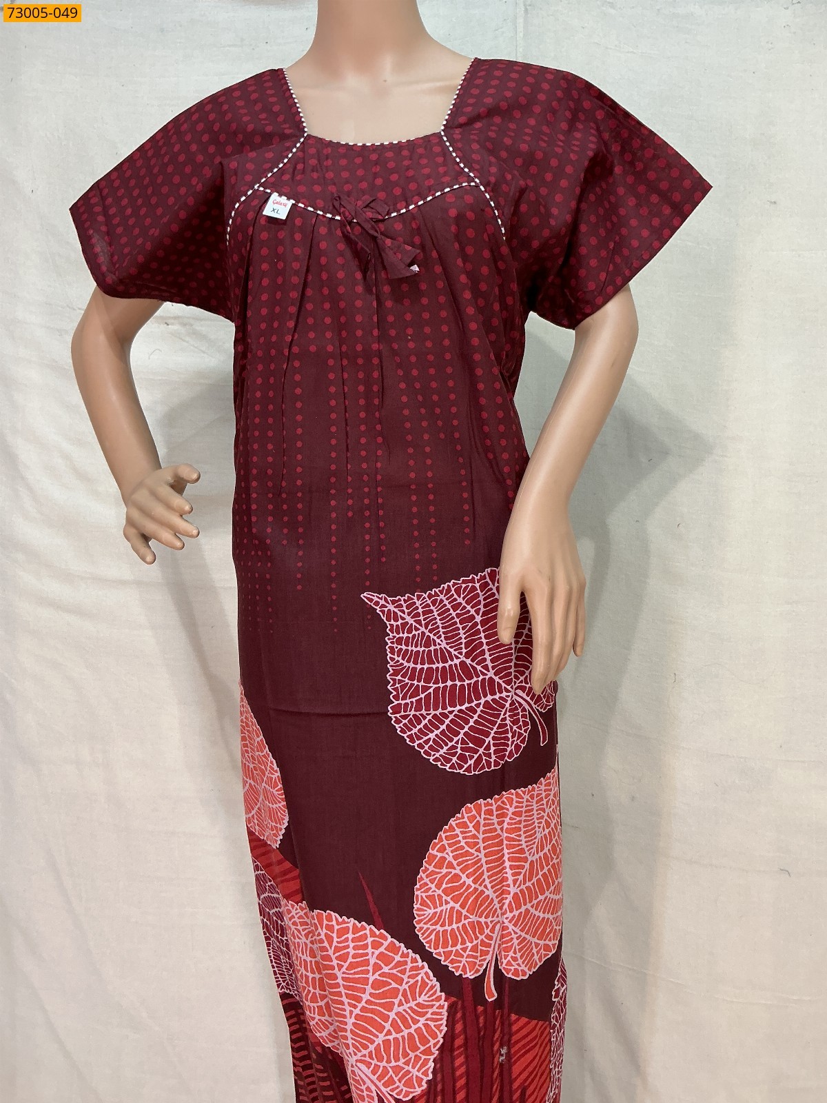 Maroon Cotton Printed Galaxy Nighty